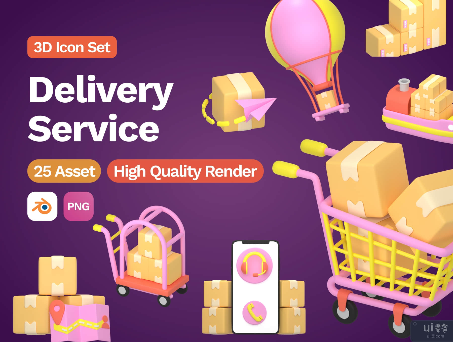 3d 快递服务图标 (3d Delivery Services Icon)插图5