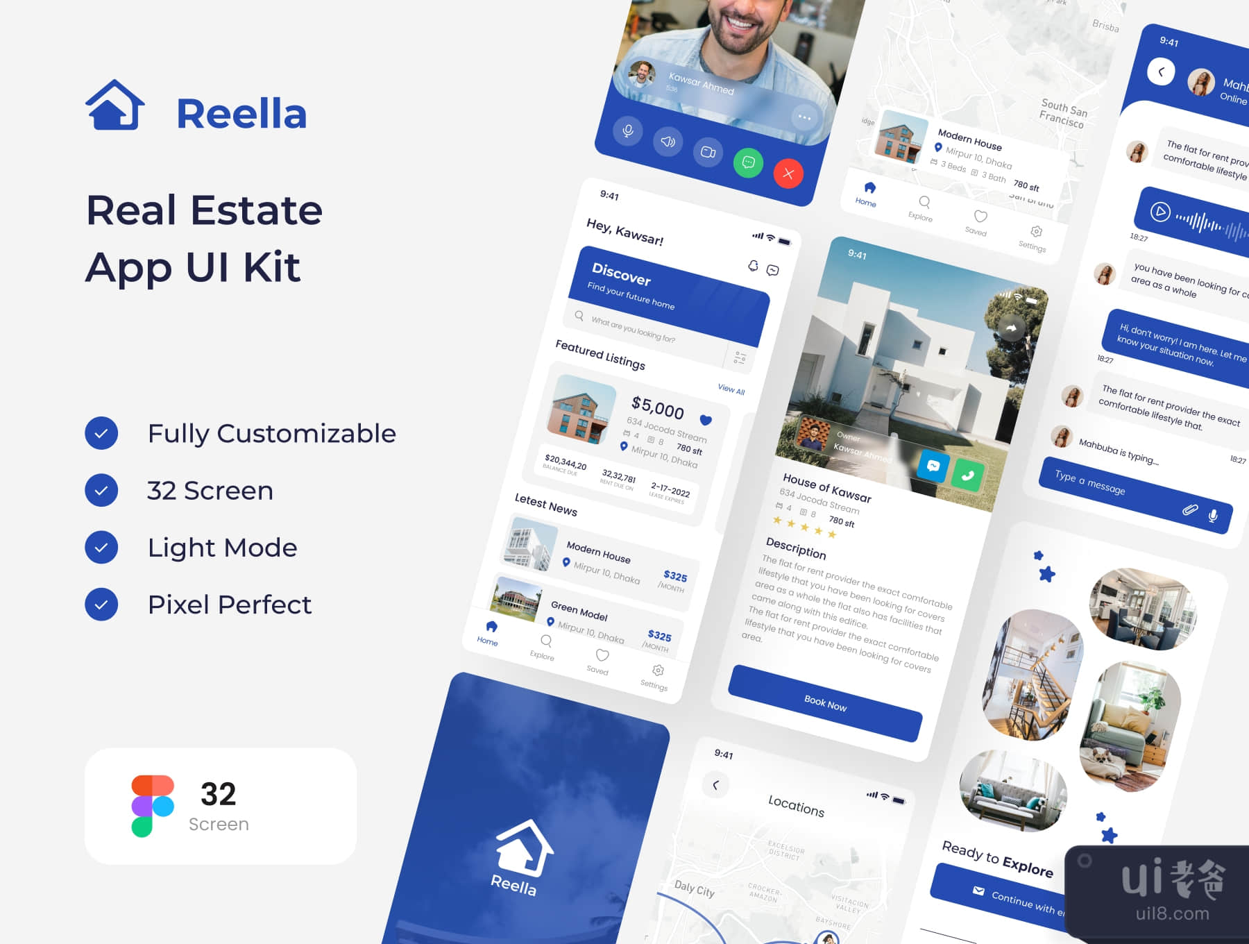 Reella - 房地产应用UI套件 (Reella - Real Estate App UI Kit)插图5