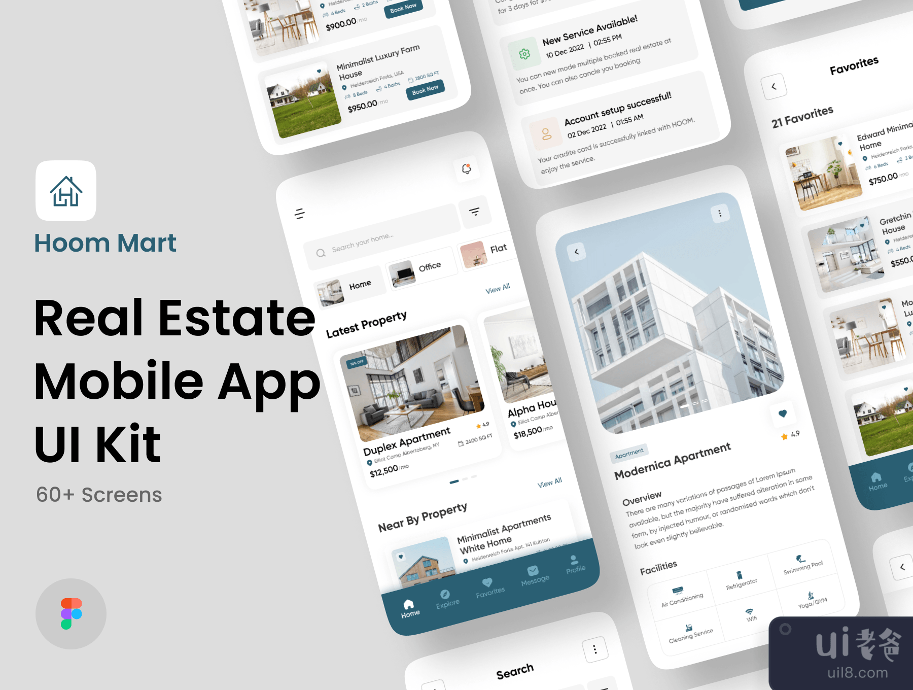 Hoom Mart - 房地产应用UI Kit (Hoom Mart - Real Estate App UI Kit)插图