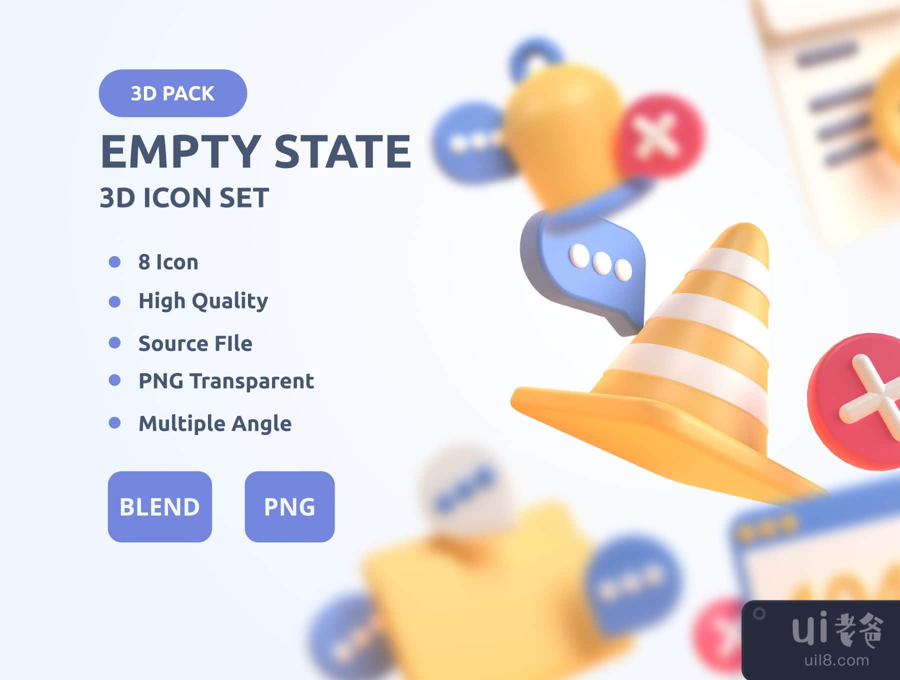 空的状态3D图标集 (Empty State 3D Icon Set)插图