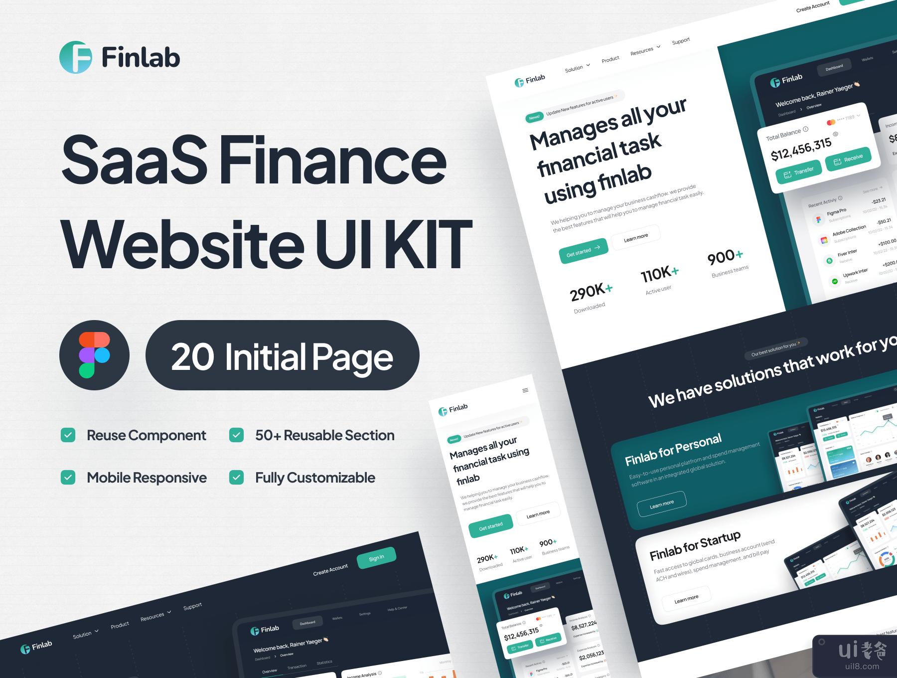 Finlab - SaaS 金融网站 UI 工具包 (Finlab - SaaS Finance Website UI Kit)插图5