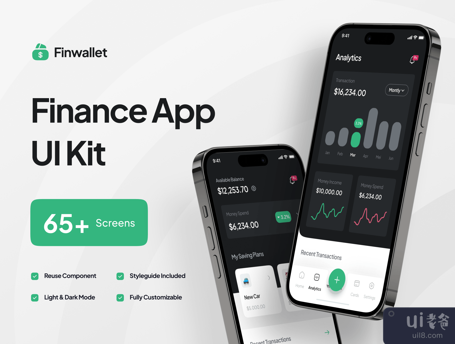 Finwallet - 金融移动应用UI Kit (Finwallet - Finance Mobile App UI Kit)插图