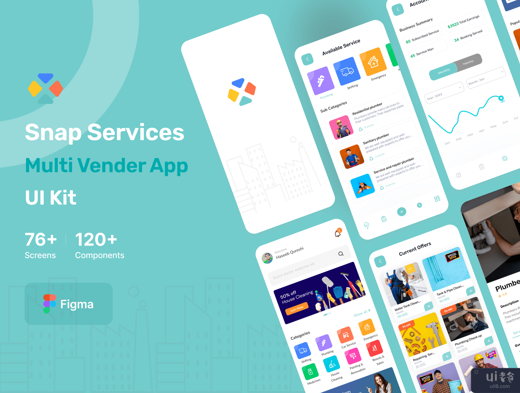 Snap Services - 多供应商应用程序用户界面套件 (Snap Services - Multi vendor App Ui Kit)插图5