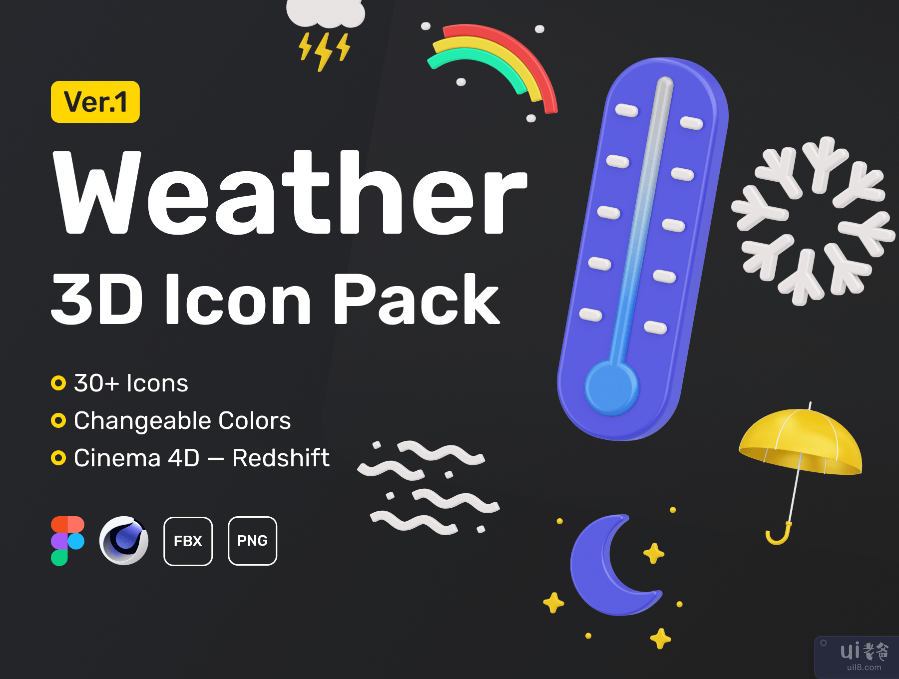 天气 3D 图标集 (Weather 3D Icon Set)插图5