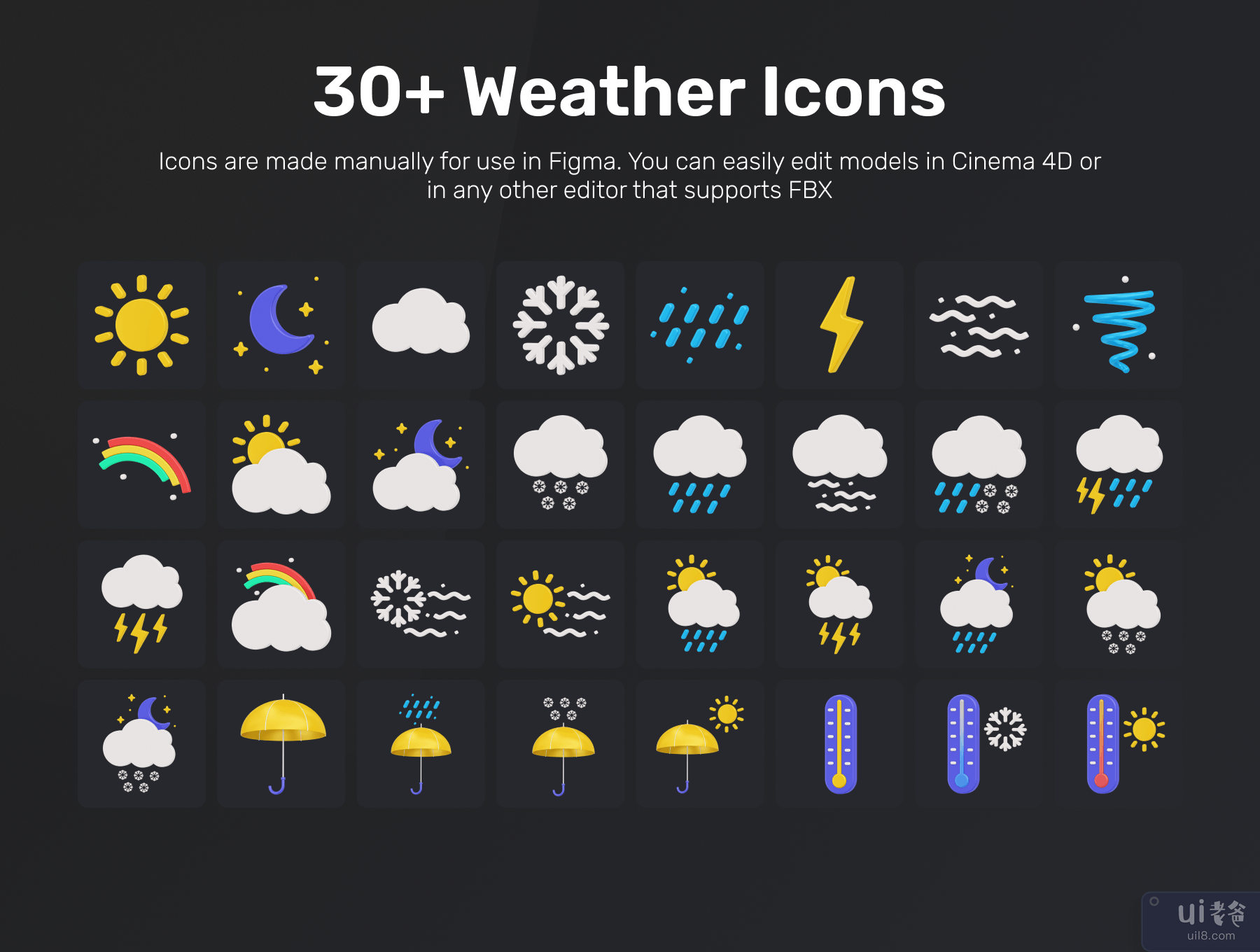 天气 3D 图标集 (Weather 3D Icon Set)插图