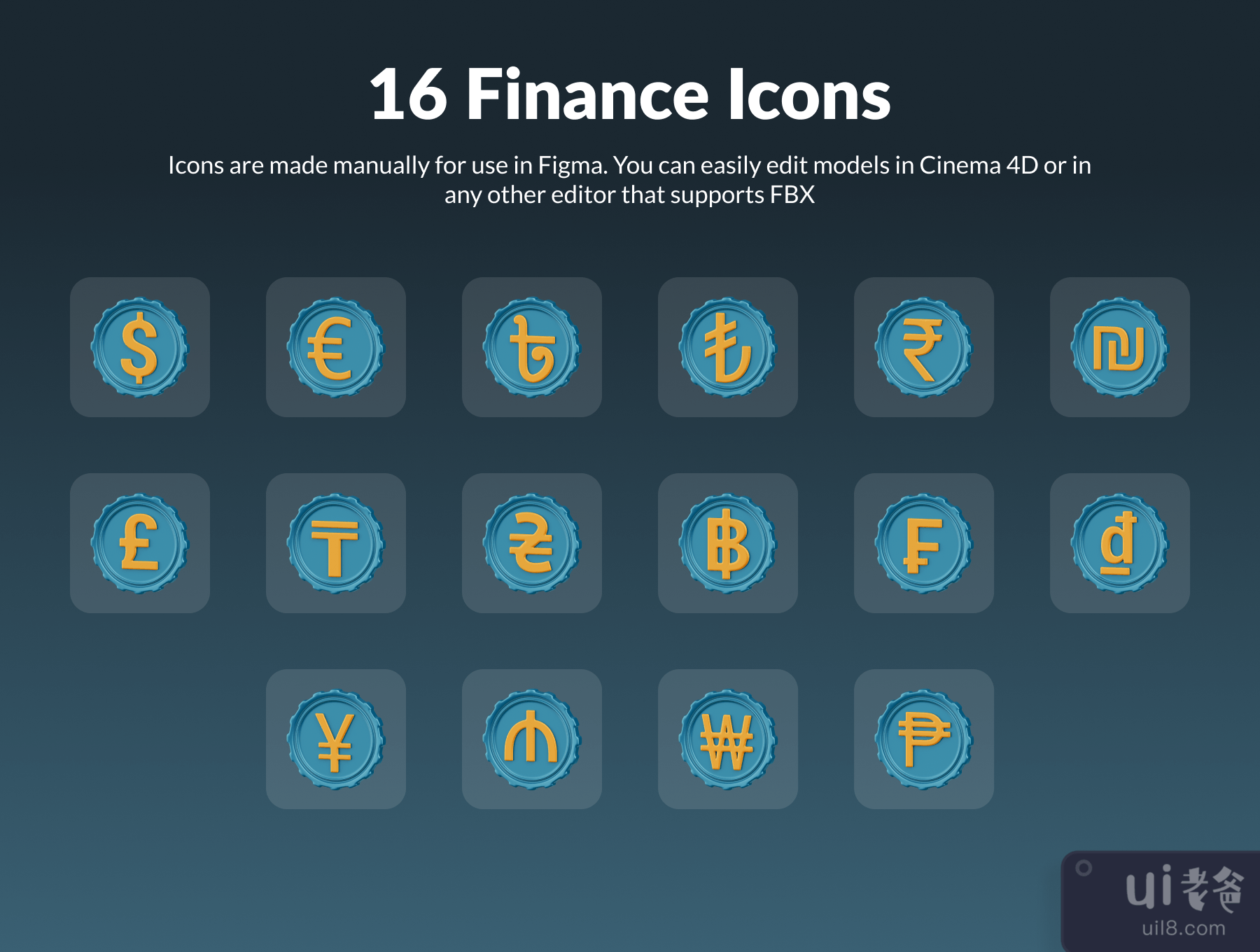 金钱标志3D图标集 (Money Signs 3D Icon Set)插图5
