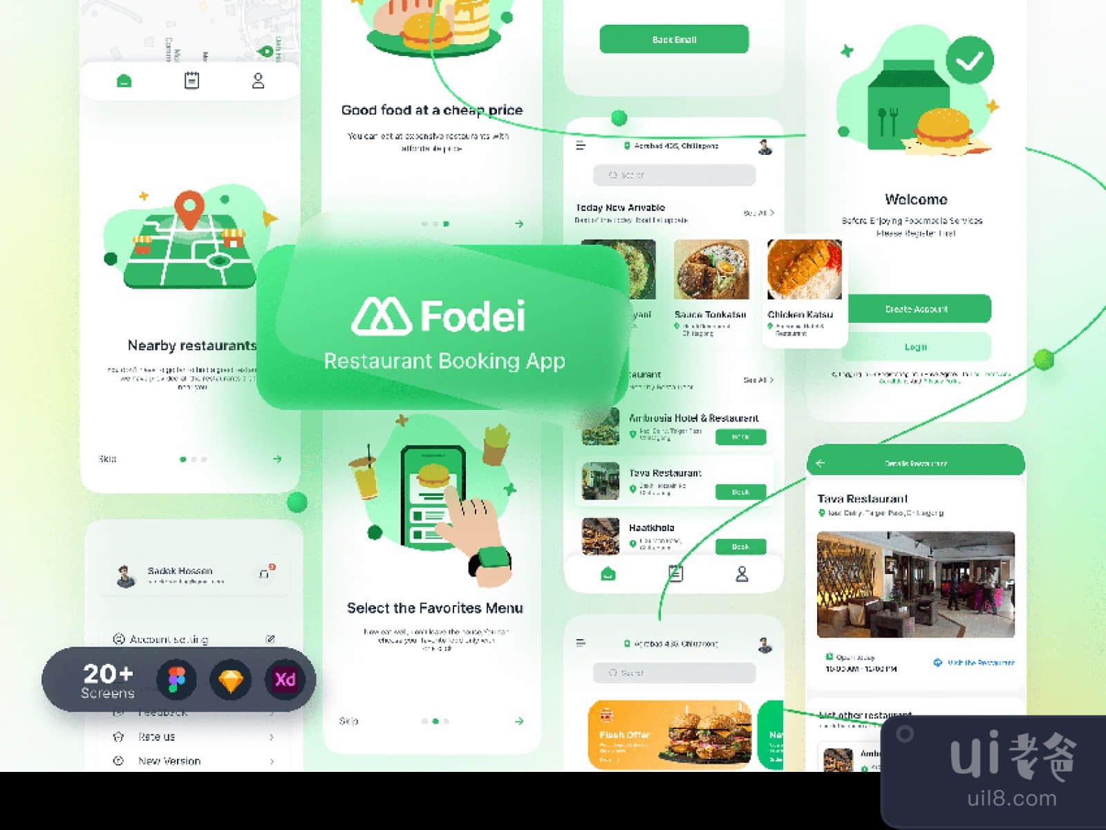 20+ Screens Booking App for Figma and Adobe XD No 1