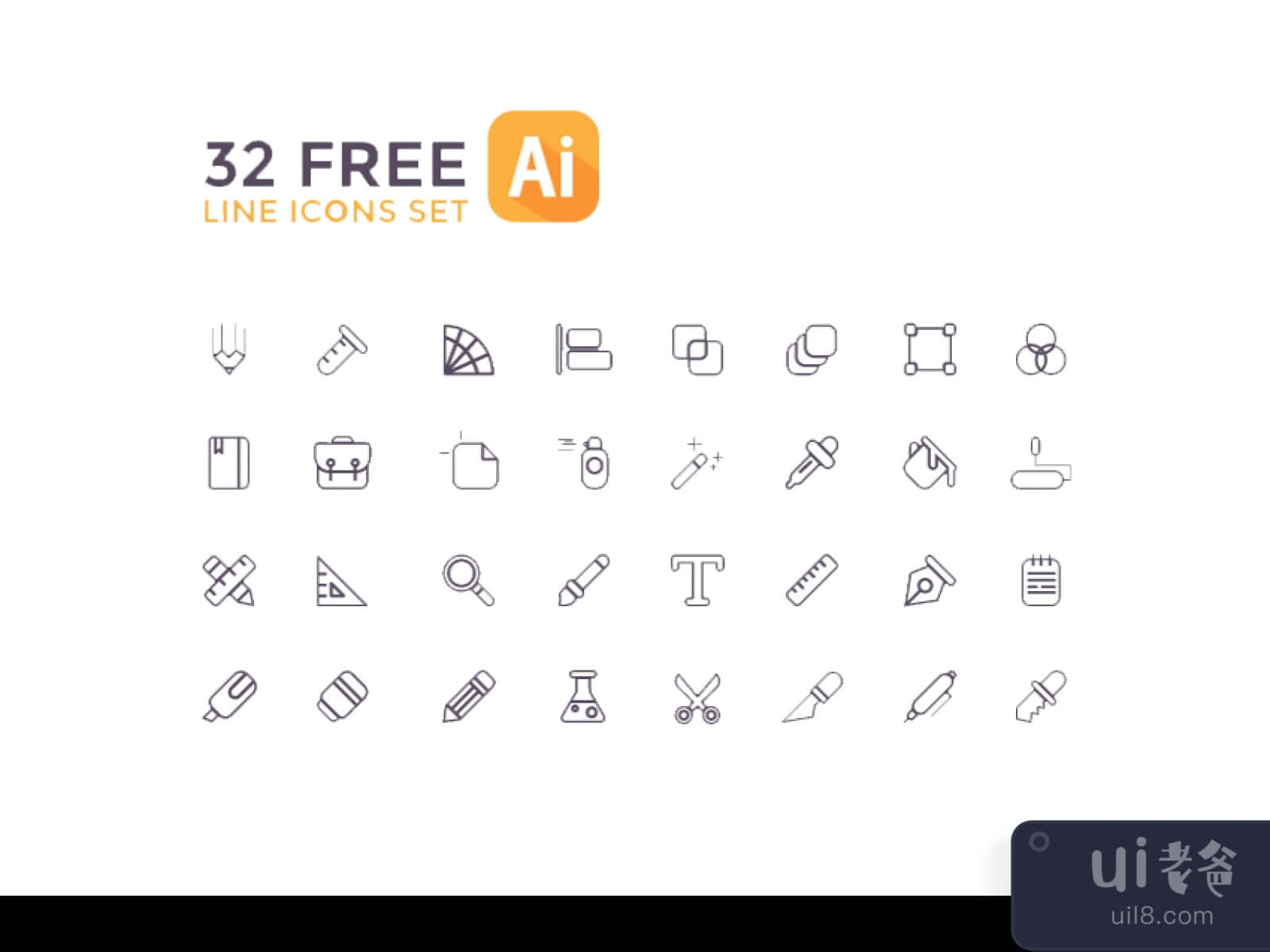 32 Free Line Icons Set for Figma and Adobe XD No 1