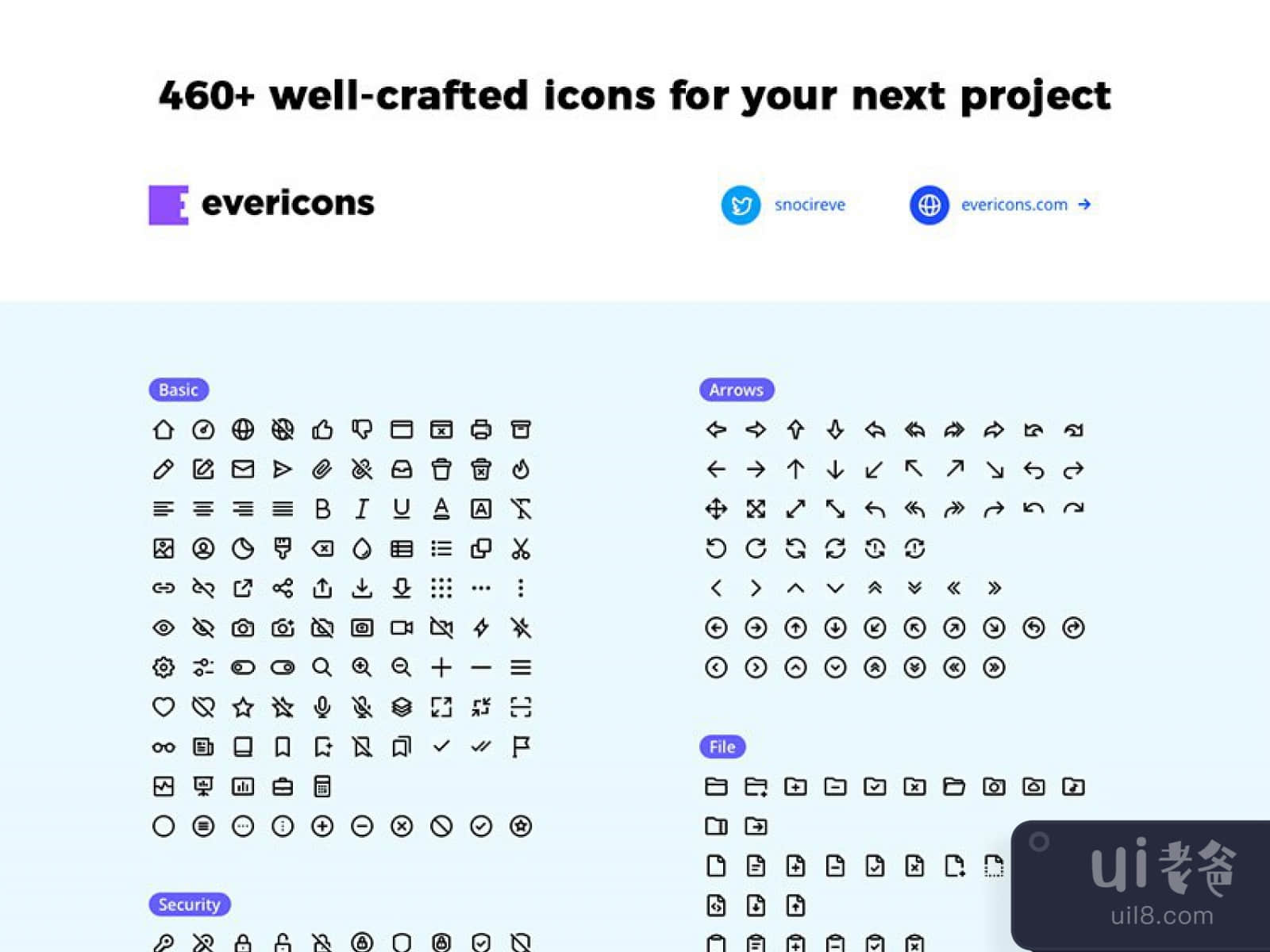 460 Free Minimalistic Icons for Figma and Adobe XD No 1