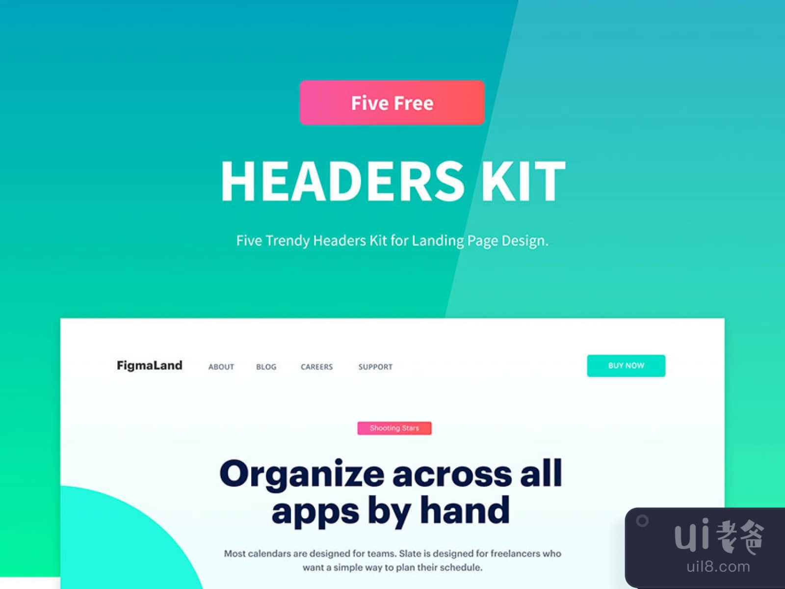 5 Trendy Headers UI Kit for Figma and Adobe XD No 1