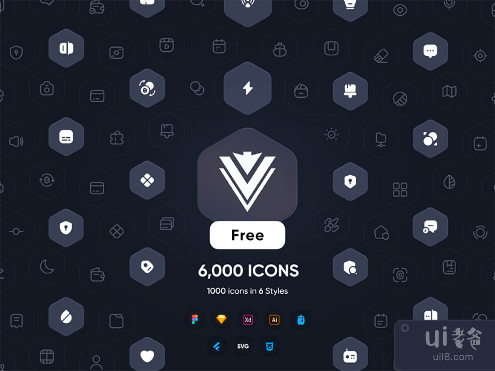 6000 Flat Icons Pack for Figma and Adobe XD No 1