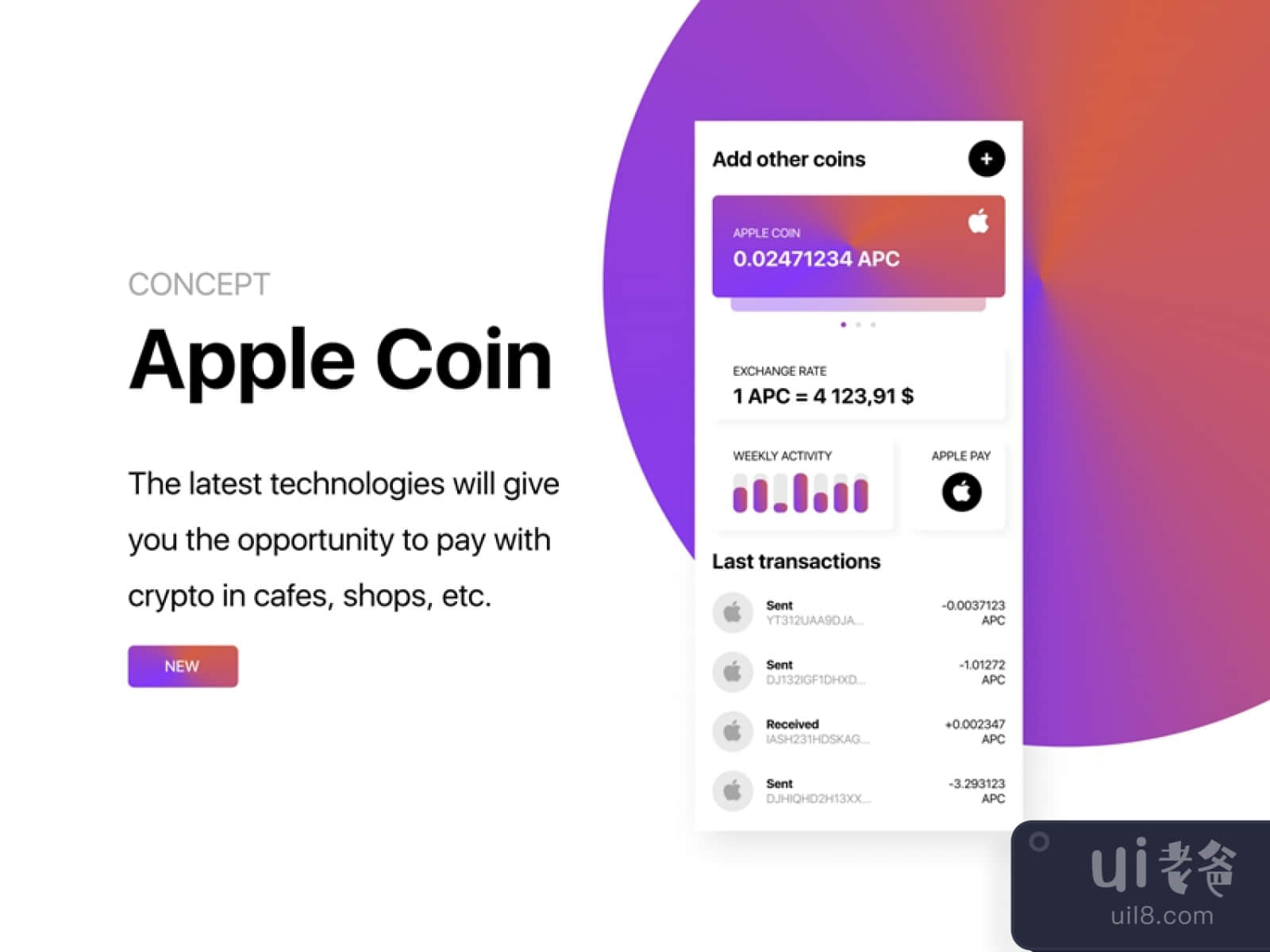 Apple Coin App Design for Figma and Adobe XD No 1