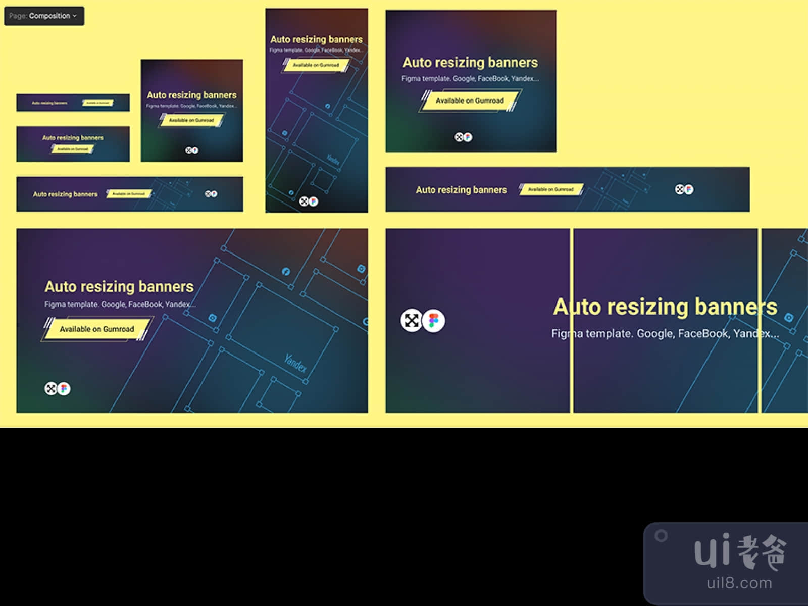 Auto Resizing Banners UI Kit for Figma and Adobe XD No 1
