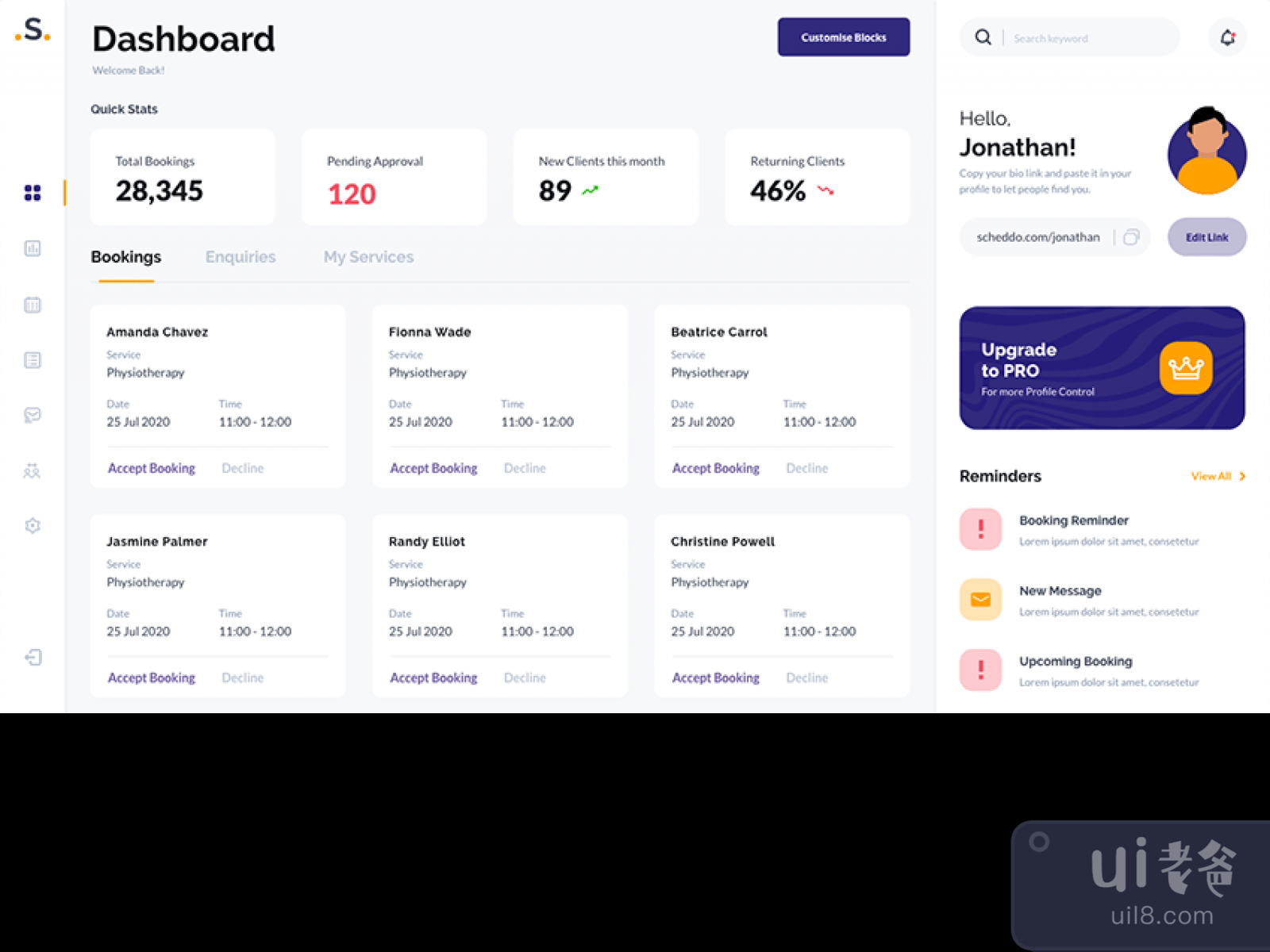Booking Management UI kit for Figma and Adobe XD No 1