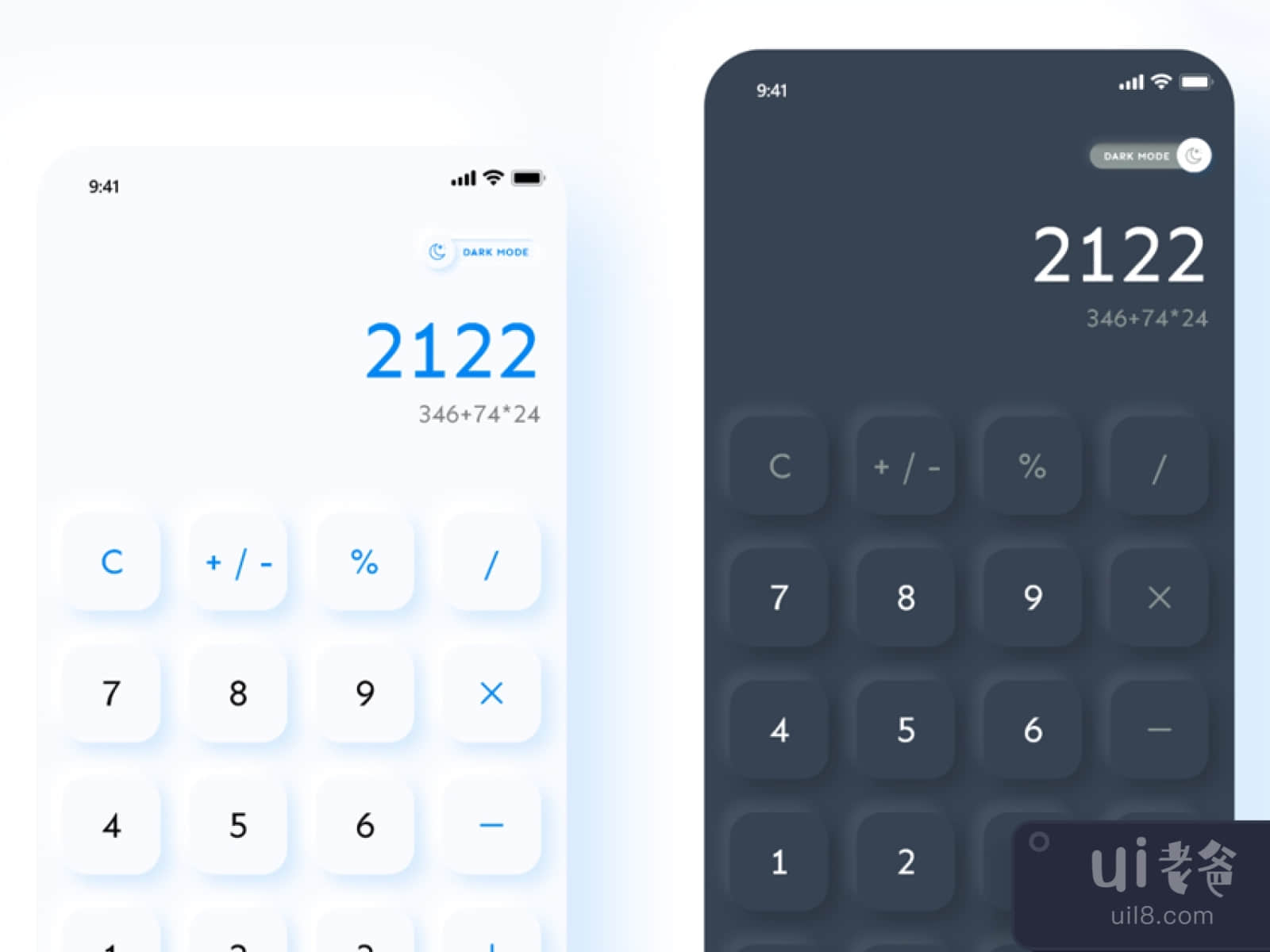 Calculator App UI Design for Figma and Adobe XD No 1