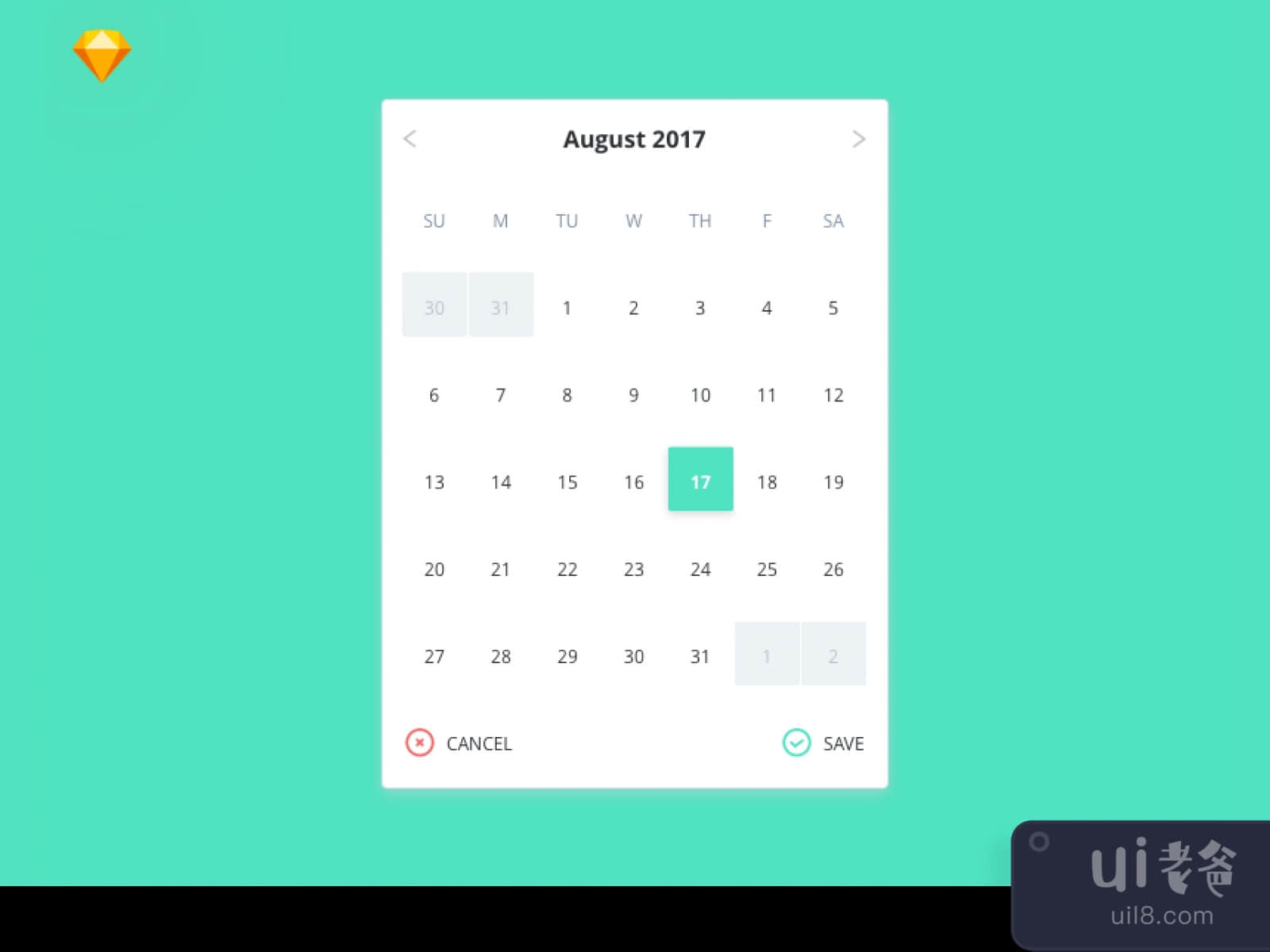 Calendar Free UI Kit for Figma and Adobe XD No 1