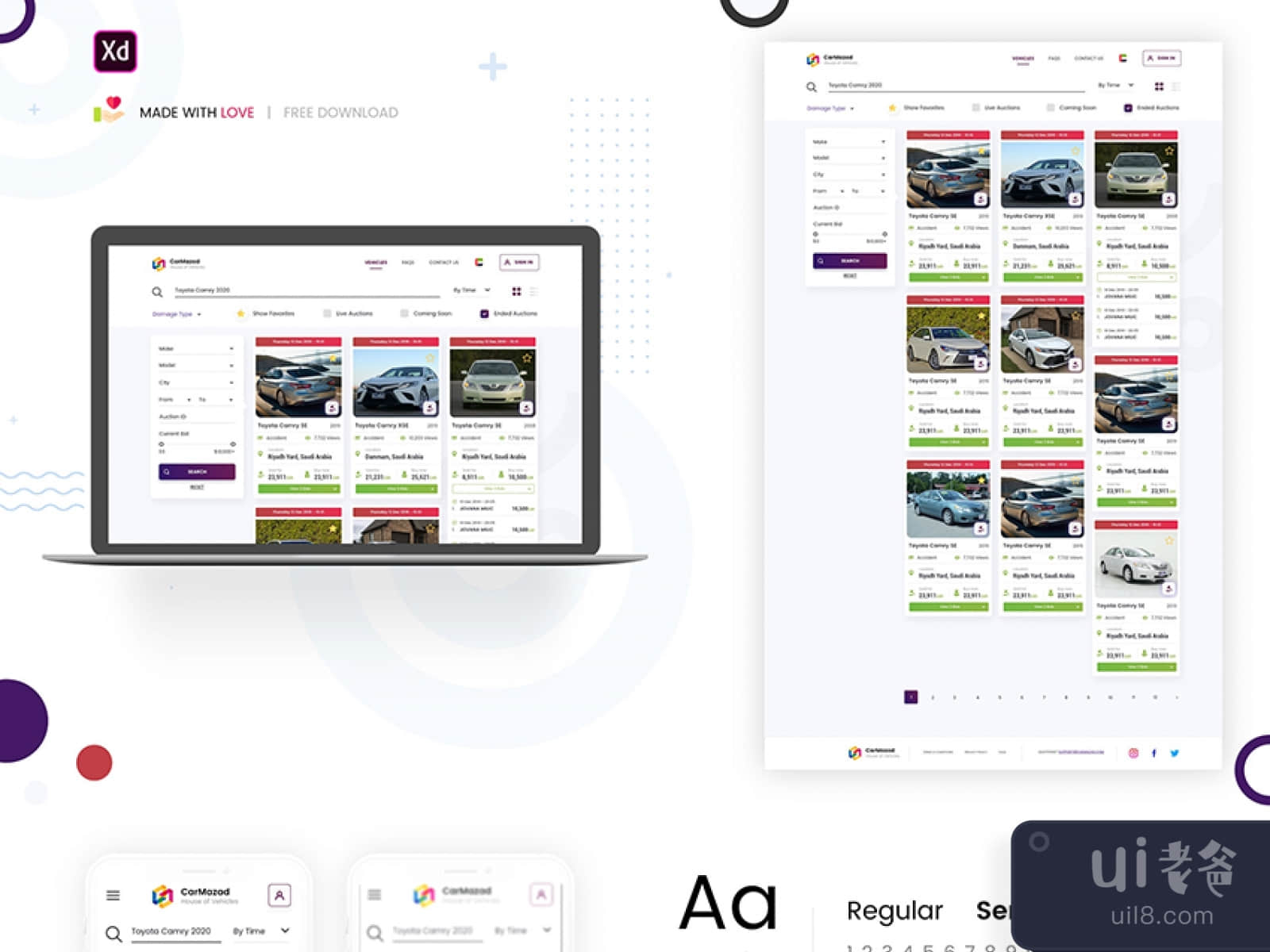 Car Auction Web UI for Figma and Adobe XD No 1
