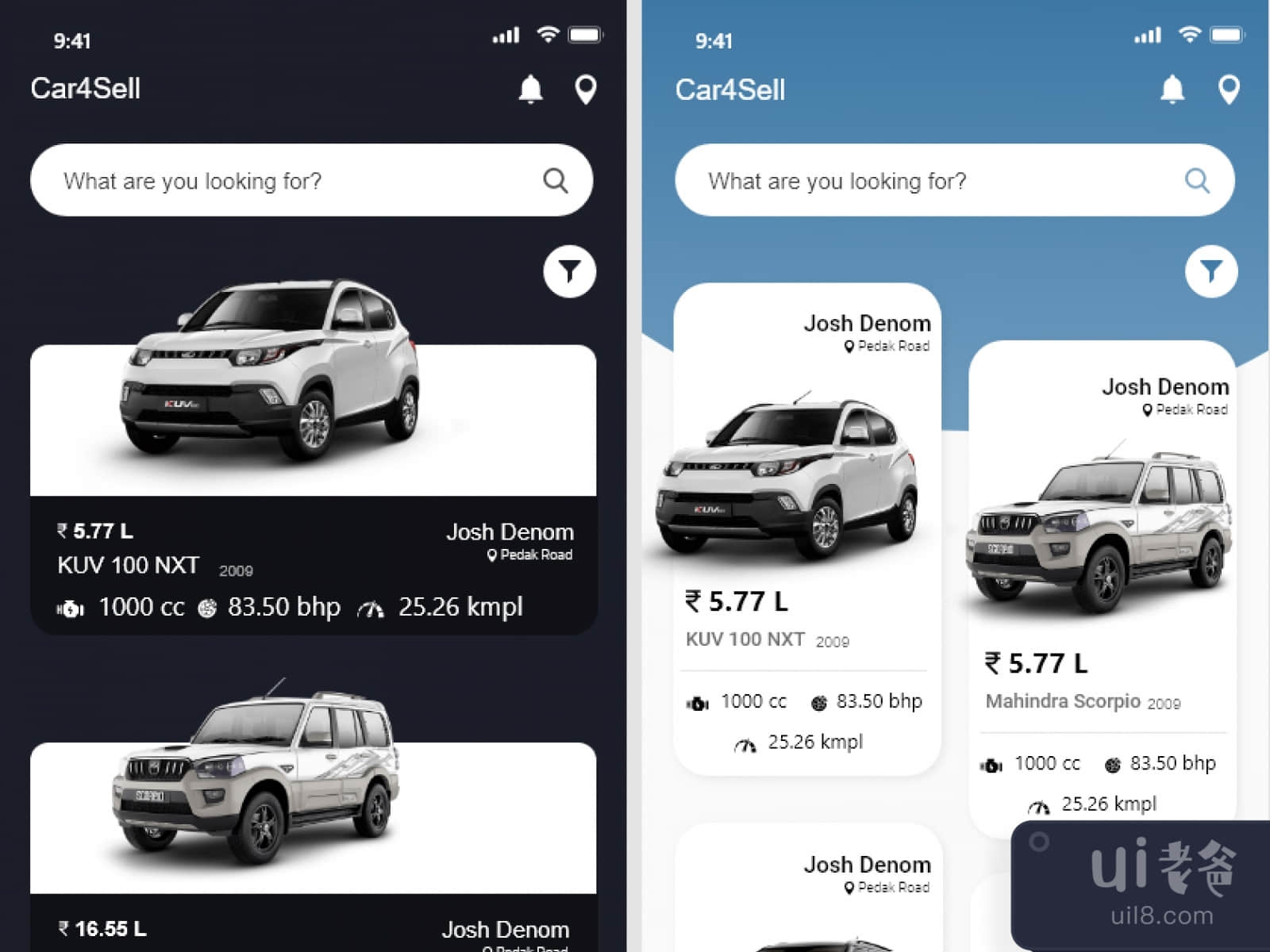 Car Sell & Buy App Design for Figma and Adobe XD No 1
