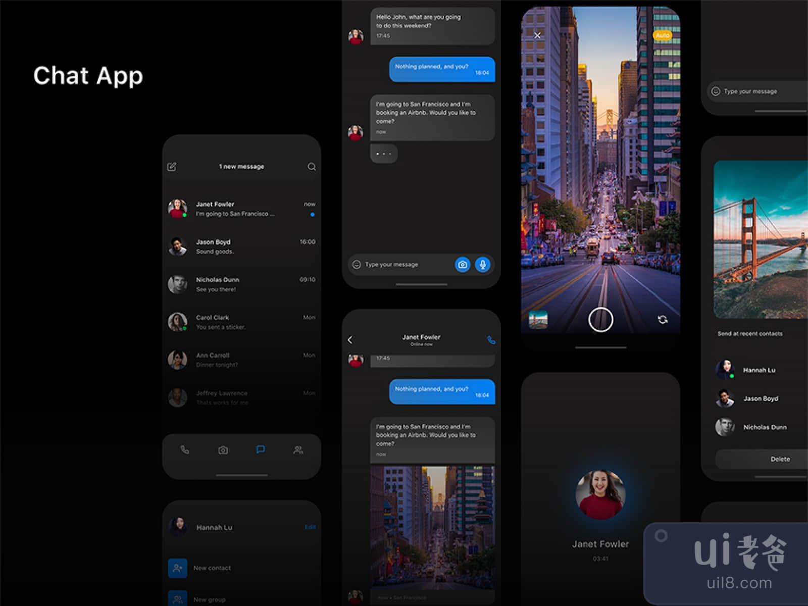 Chat App UI Design for Figma and Adobe XD No 1