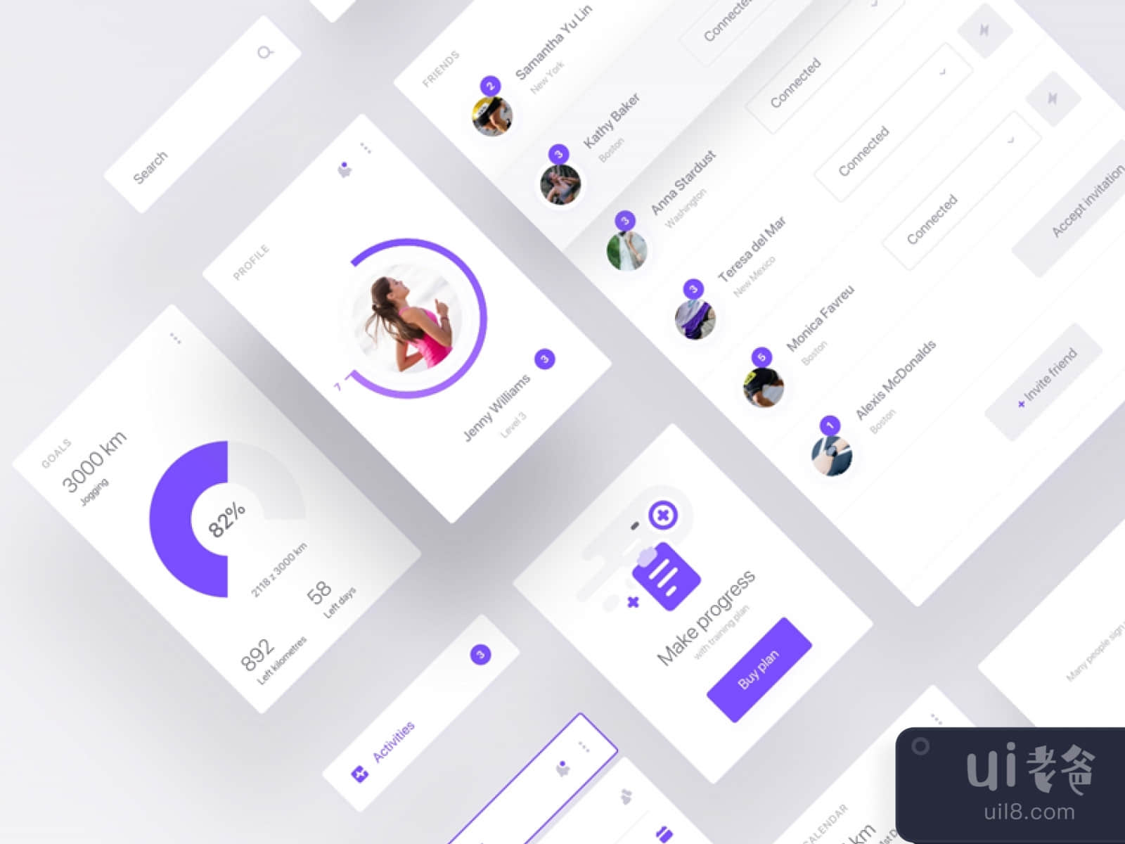 Clean Fitness App Design for Figma and Adobe XD No 1