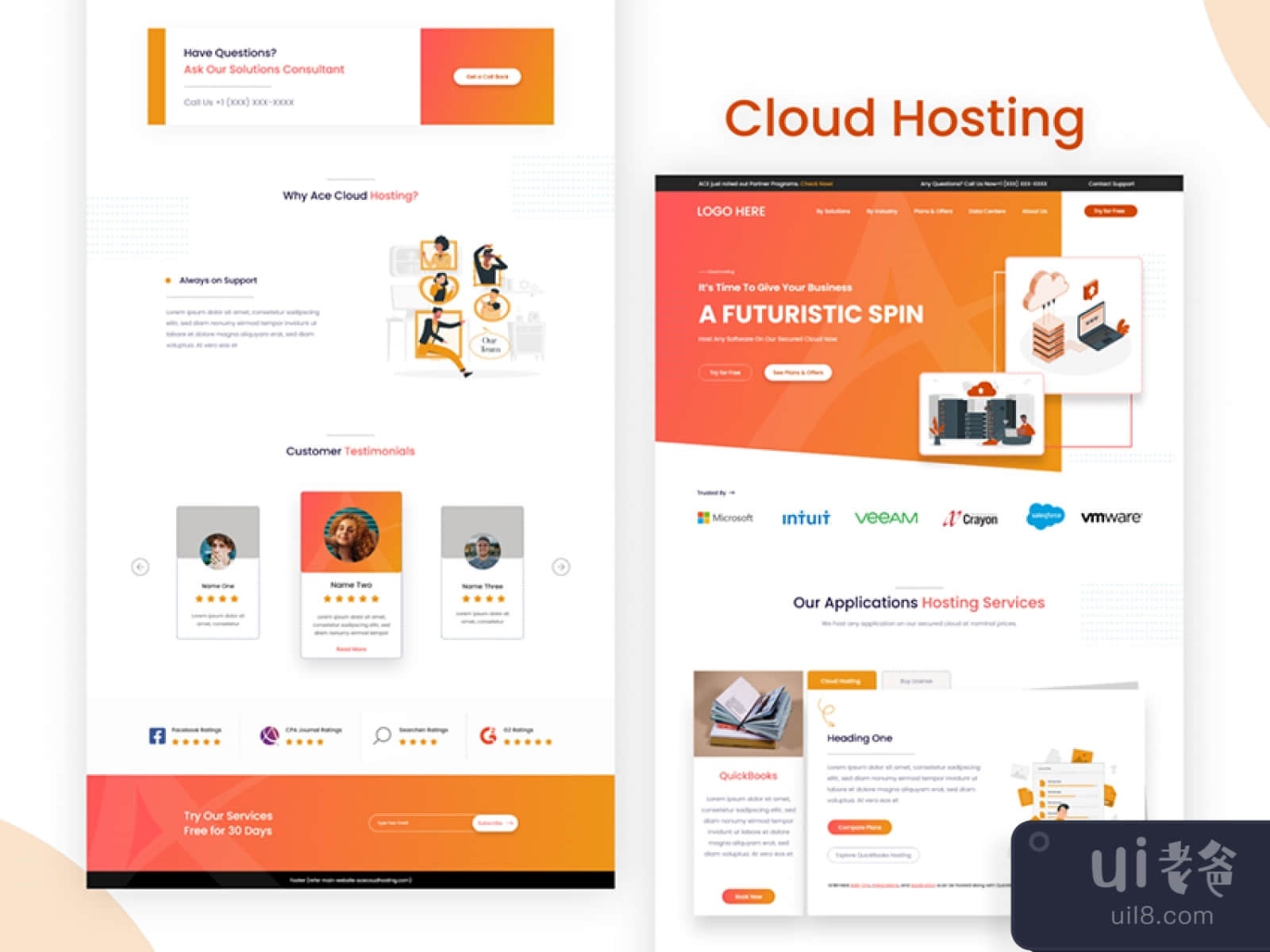 Cloud Hosting WebDesign for Figma and Adobe XD No 1