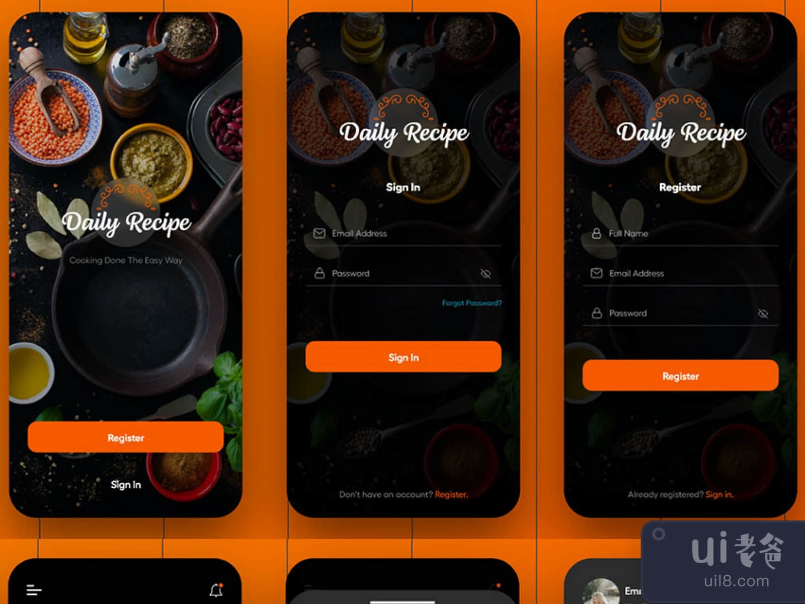 Cooking App Dark Design for Figma and Adobe XD No 1