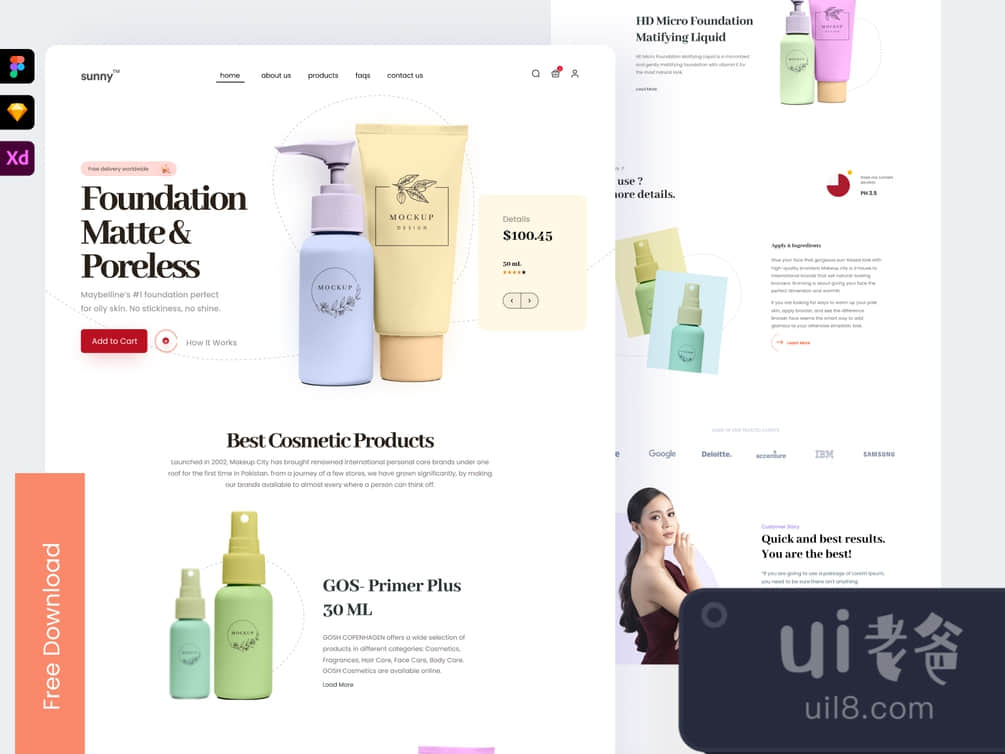 Cosmetics Product Landing Page for Shopify for Figma and Adobe XD No 1