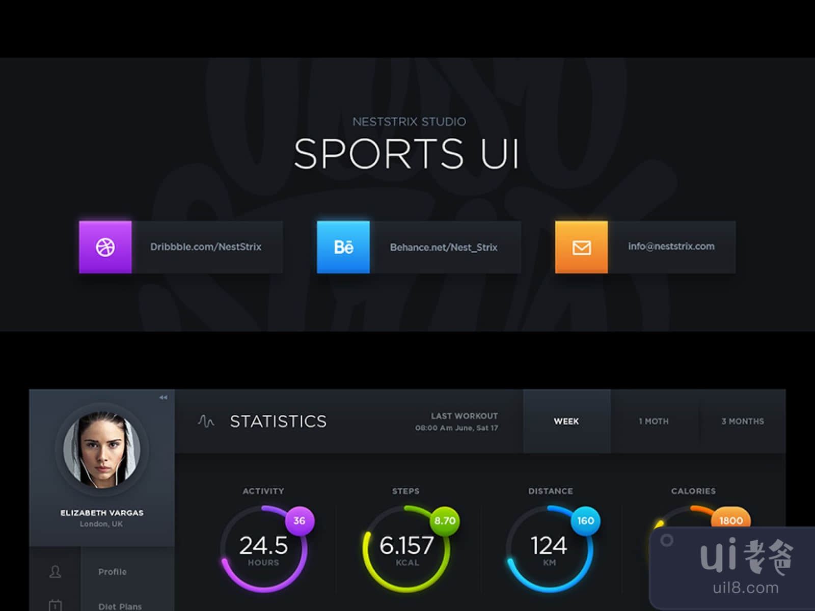 Dark Sports Free UI Kit for Figma and Adobe XD No 1