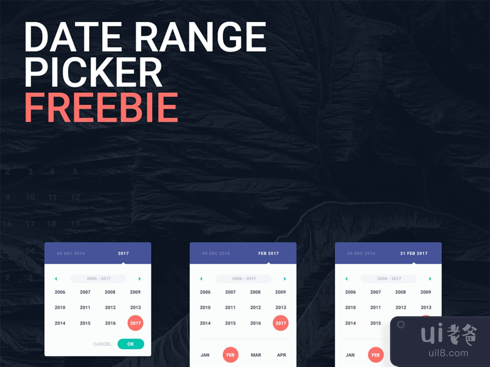 Date Range Picker UI Kit for Figma and Adobe XD No 1