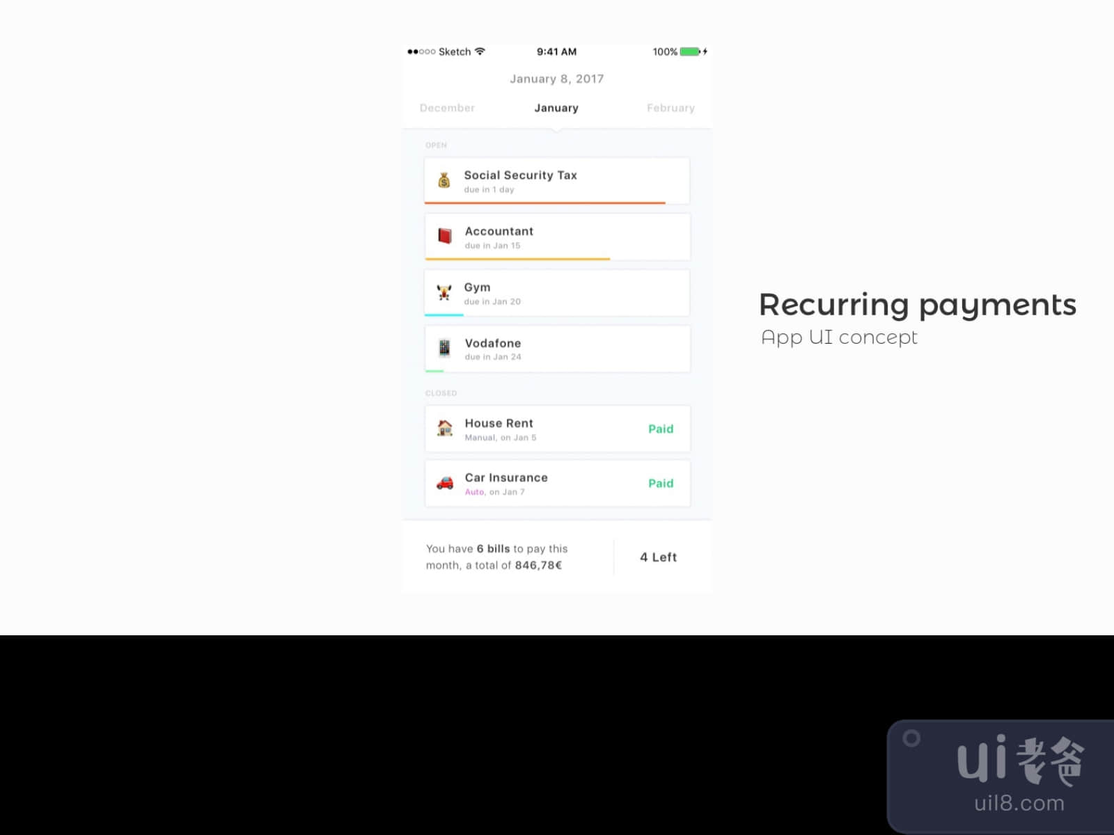 Debts UI Kit App Concept for Figma and Adobe XD No 1
