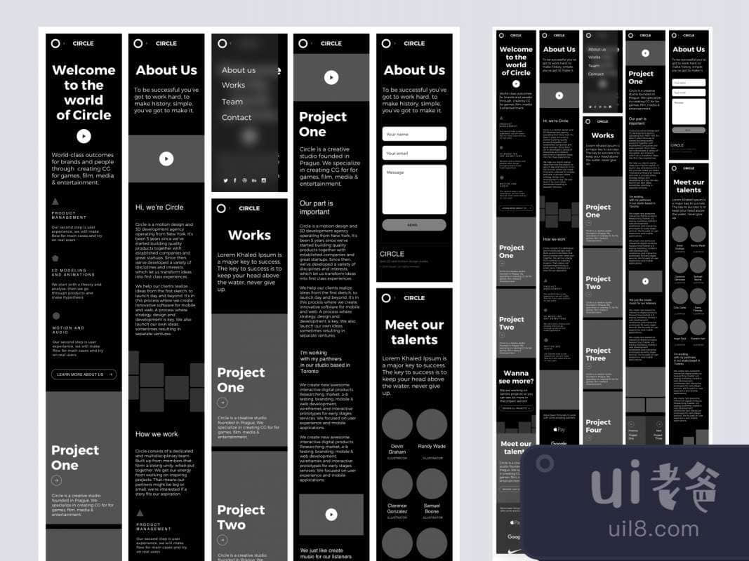 Agency Portfolio Wireframe Template for Figma and Adobe XD No 1