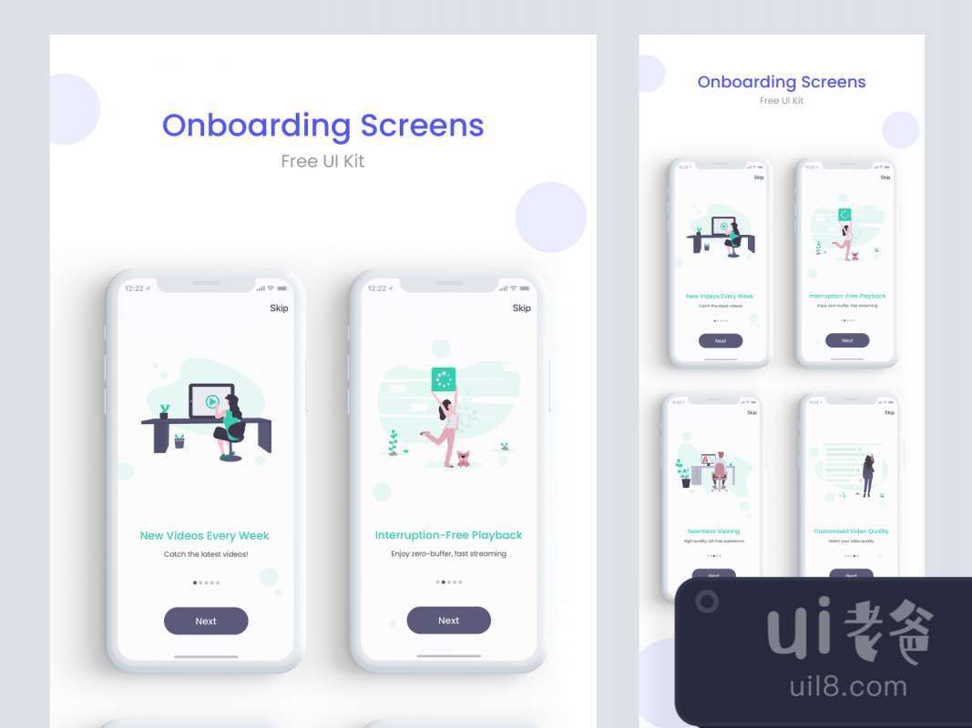 App Onboarding Walkthrough Screens for Figma and Adobe XD No 1