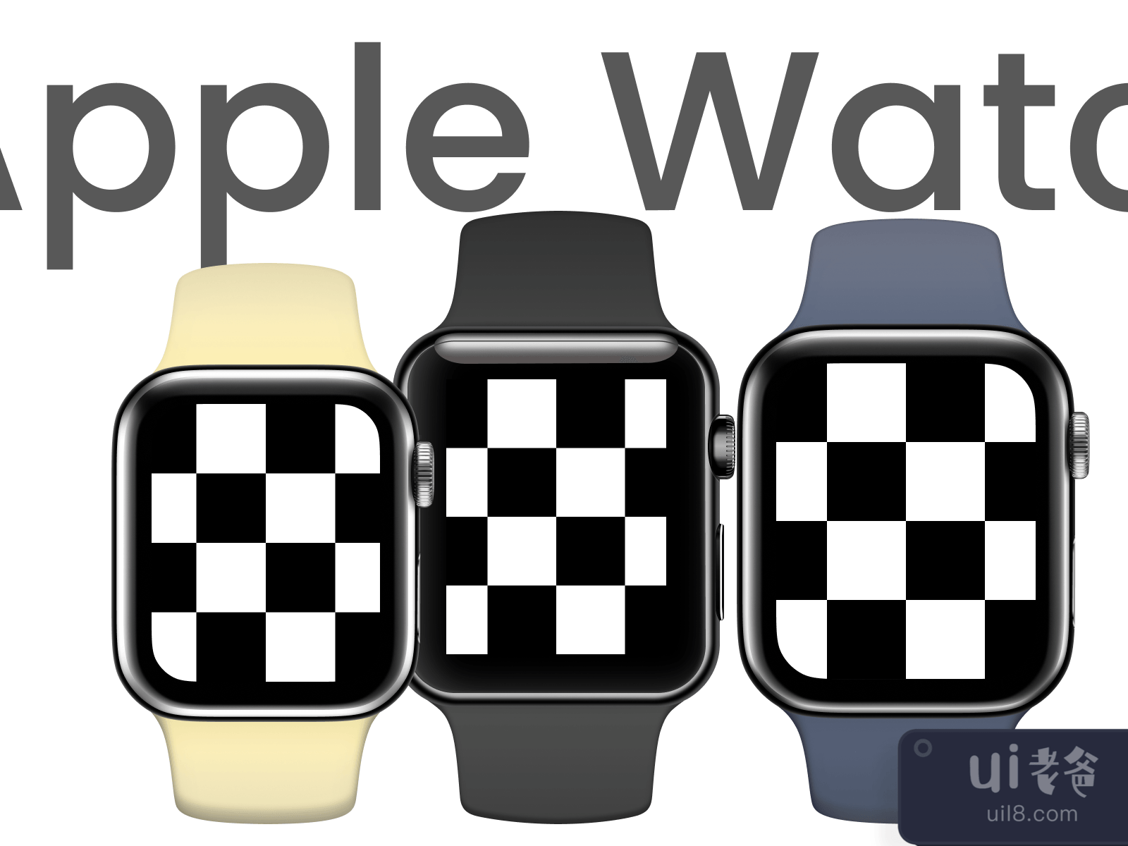 Apple Watch 3 38mm Black Mockup for Figma and Adobe XD No 4