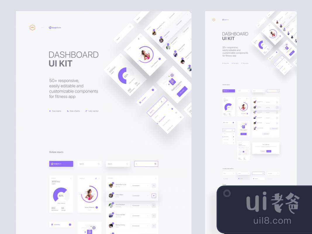 Bodyform - Fitness App UI Kit for Sketch for Figma and Adobe XD No 1