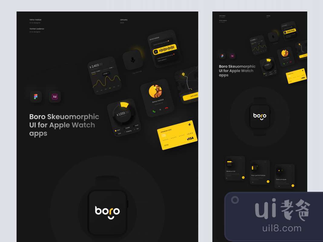 Boro Free UI Kit for Apple Watch Apps for Figma and Adobe XD No 1