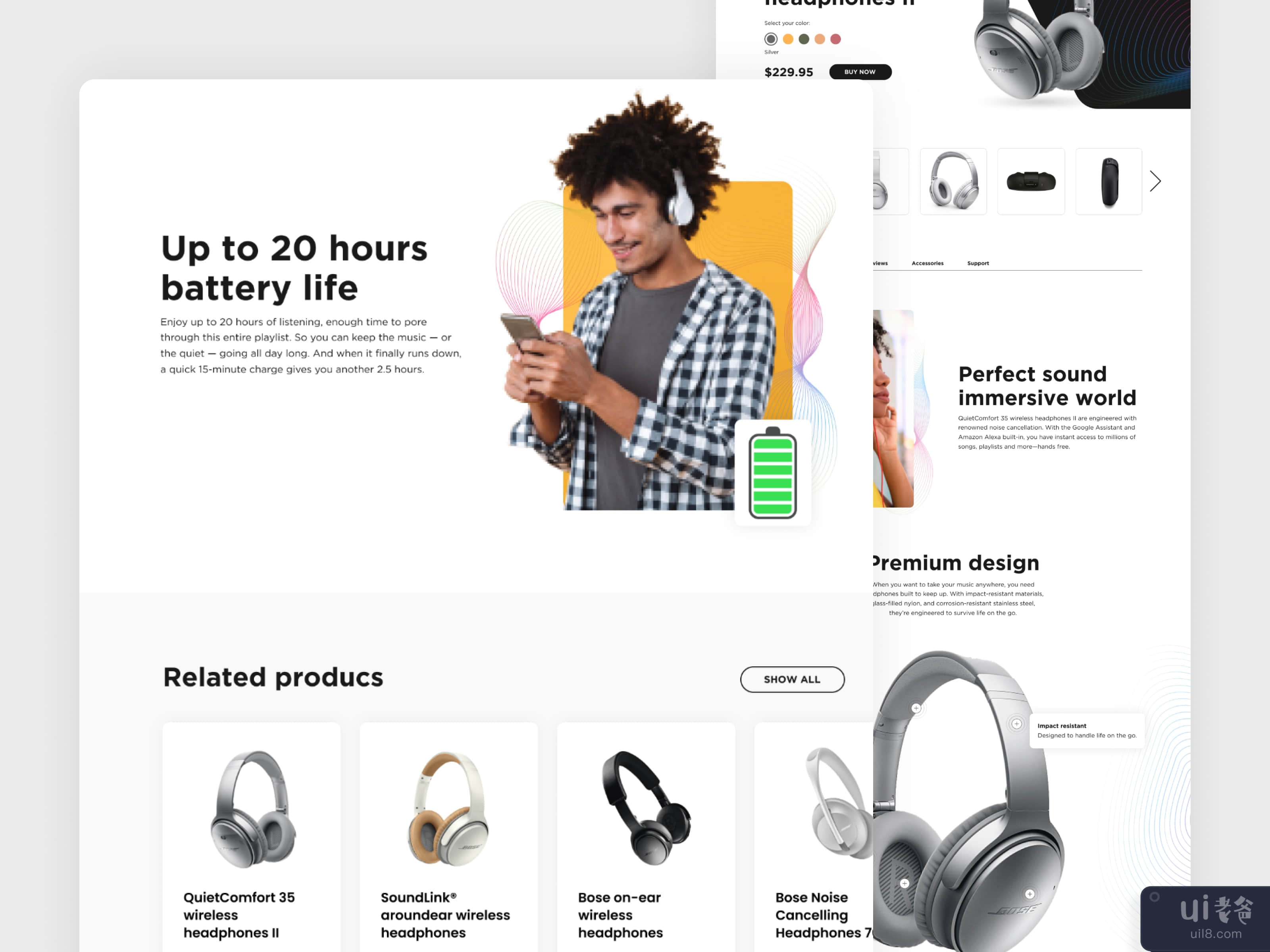 BOSE QuietComfort Web & Mobile for Figma and Adobe XD No 2