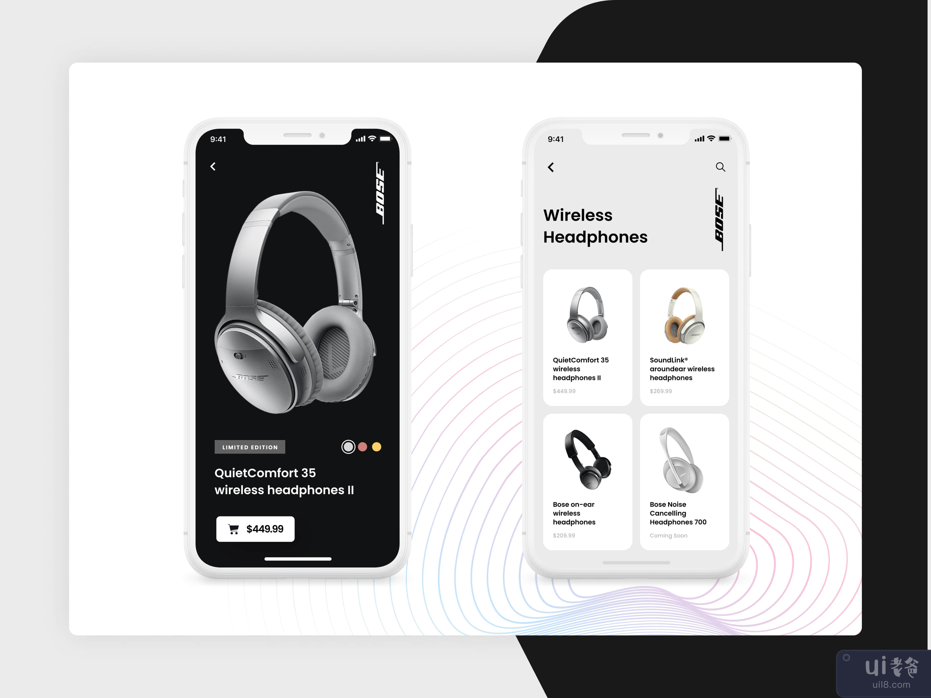 BOSE QuietComfort Web & Mobile for Figma and Adobe XD No 3