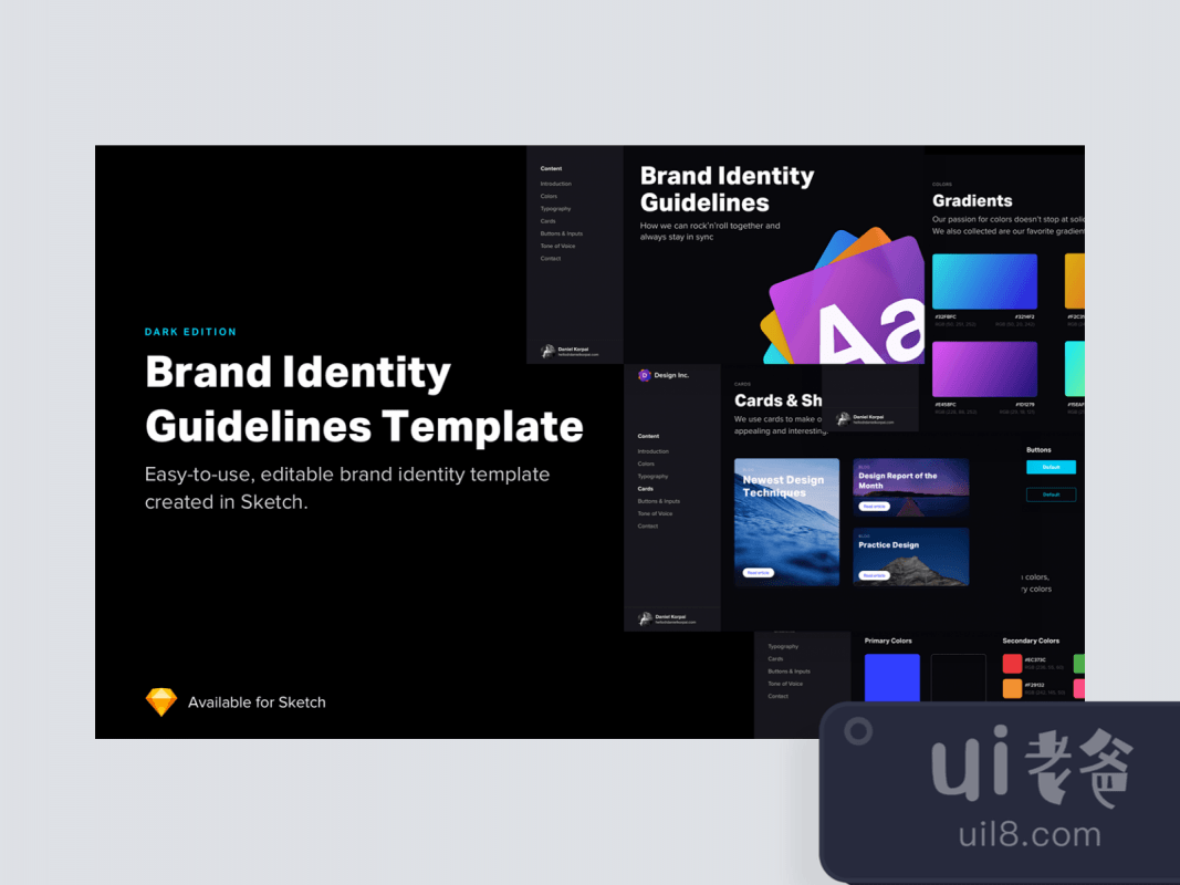 Brand Identity Guidelines 2.0 - Dark Edition for Figma and Adobe XD No 1
