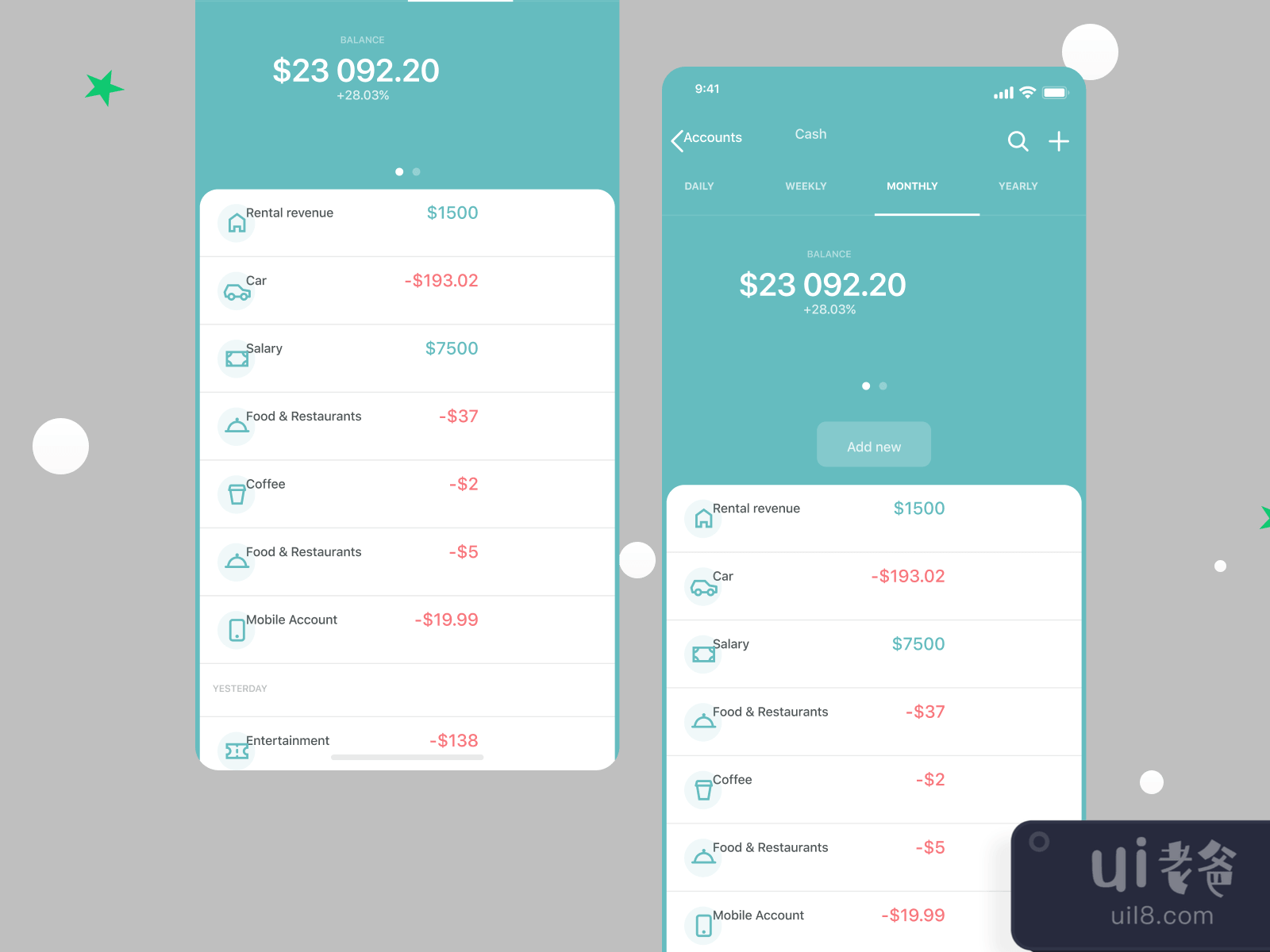 Budget Finance App UI Kit for Figma and Adobe XD No 4