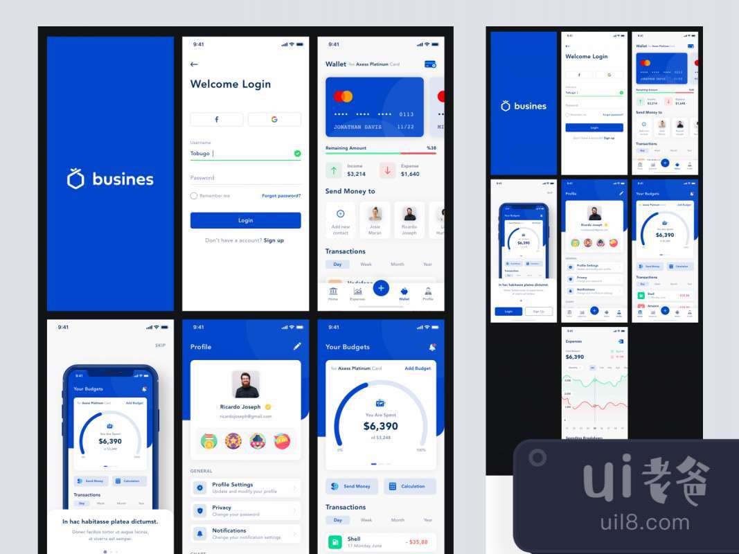 Busines - Bank App for Sketch for Figma and Adobe XD No 1