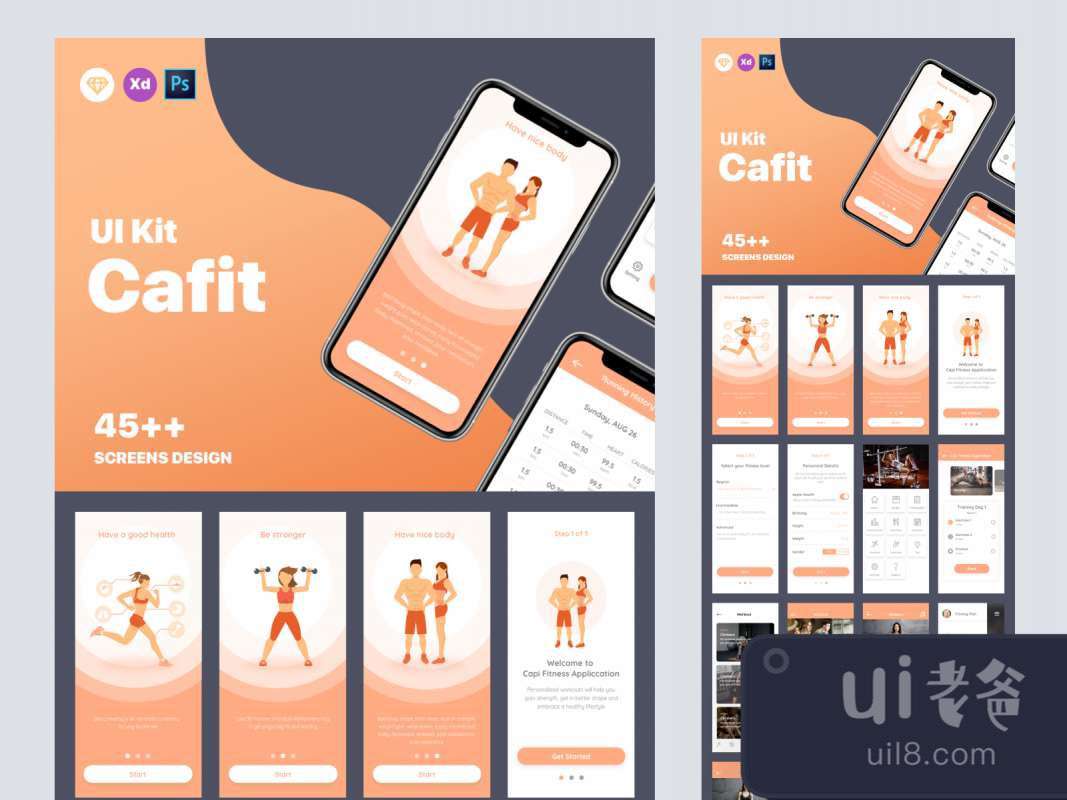 Cafit - Workout UI Kit for Figma and Adobe XD No 1