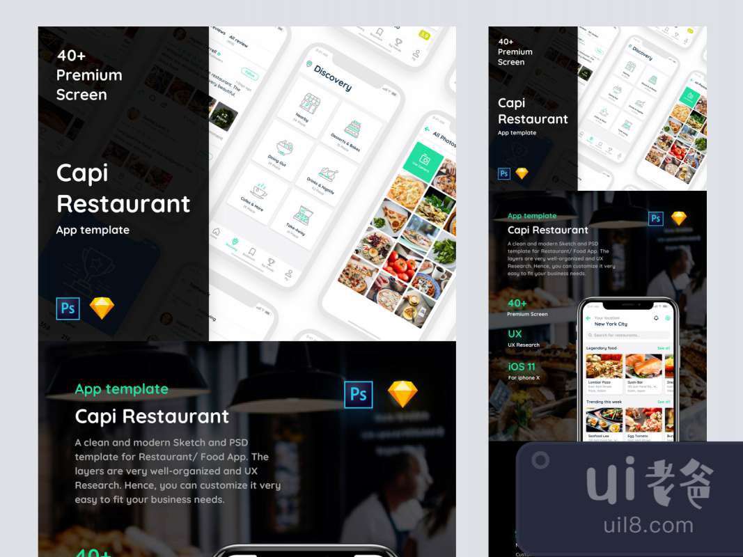 Capi Restaurant Free iOS UI Kit for Figma and Adobe XD No 1