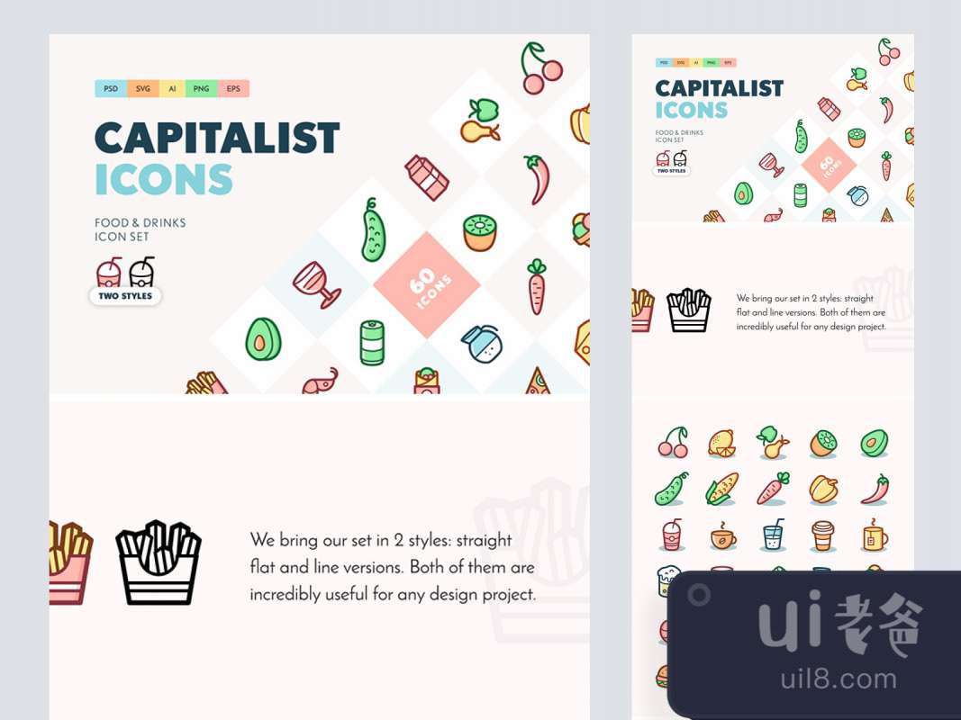 Capitalist Food and Drinks Icon Set for Figma and Adobe XD No 1