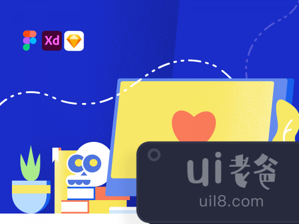 Computer Love Illustration for Figma and Adobe XD No 1