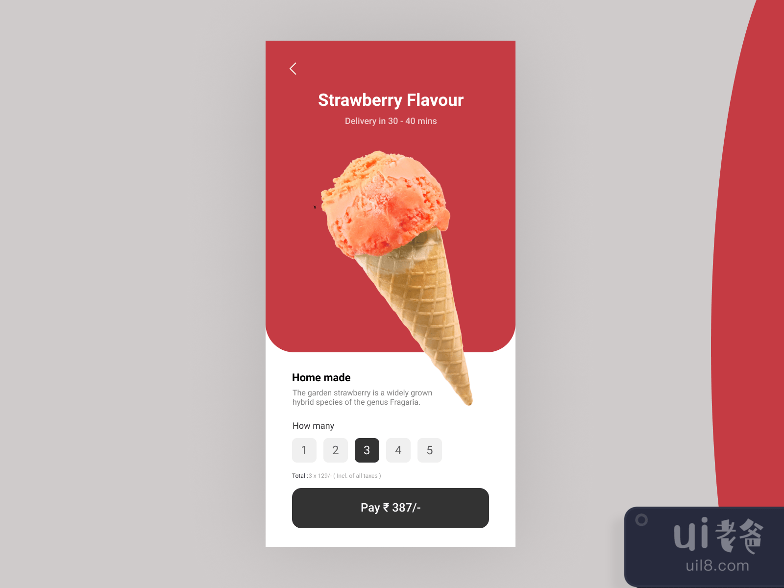 Cone Ice-Cream Delivery App UI Kit for Figma and Adobe XD No 3