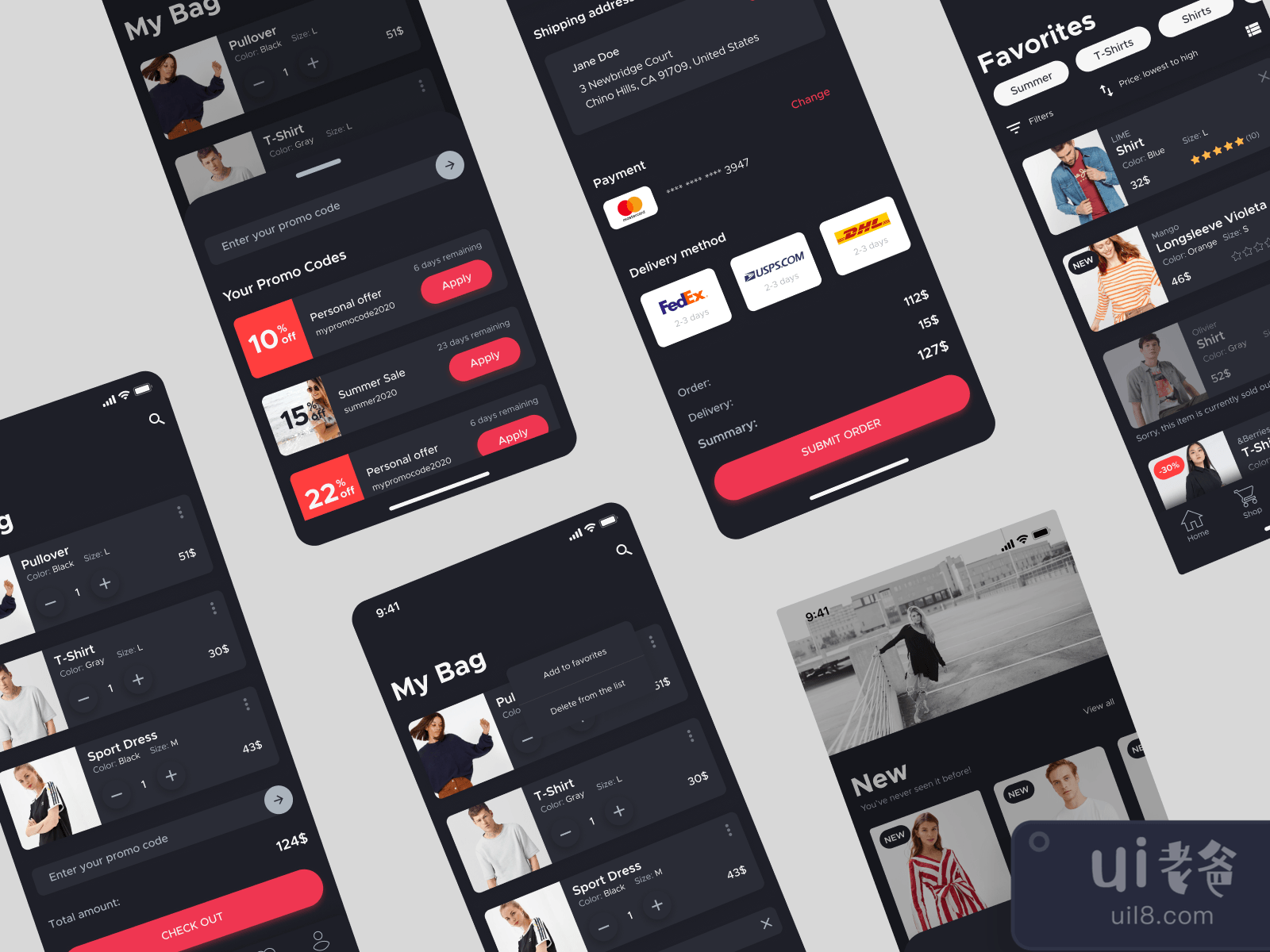 Dark Ecommerce UI Kit for Figma and Adobe XD No 2