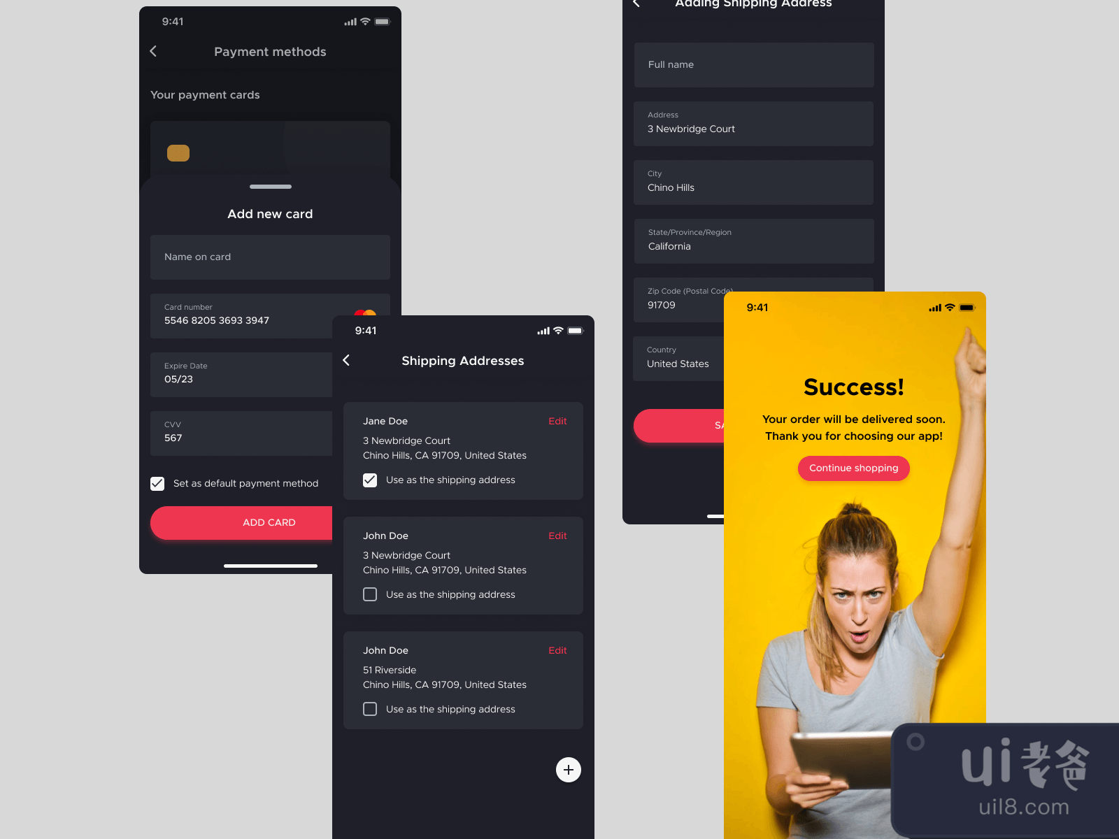 Dark Ecommerce UI Kit for Figma and Adobe XD No 4
