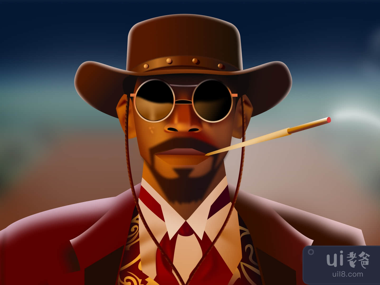 Django Movie Vector Illustration for Figma and Adobe XD No 2
