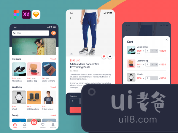 E-commerce App UI for Figma and Adobe XD No 1