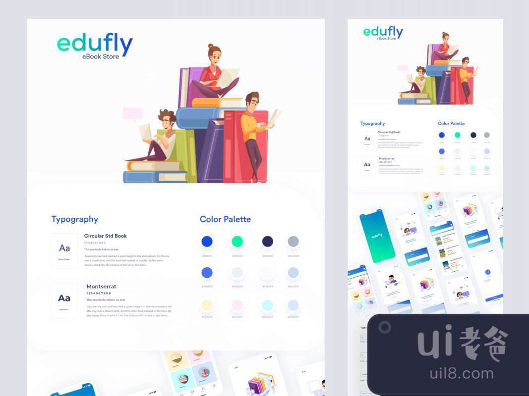 Edufly - Online eBook Store UI Kit for Adobe XD for Figma and Adobe XD No 1